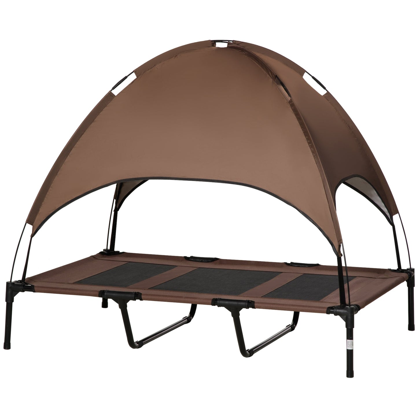 Elevated Dog Bed with Canopy, Portable Raised Dog Cot for XL Sized Dogs, Indoor & Outdoor, 48" x 36" x 43", Coffee
