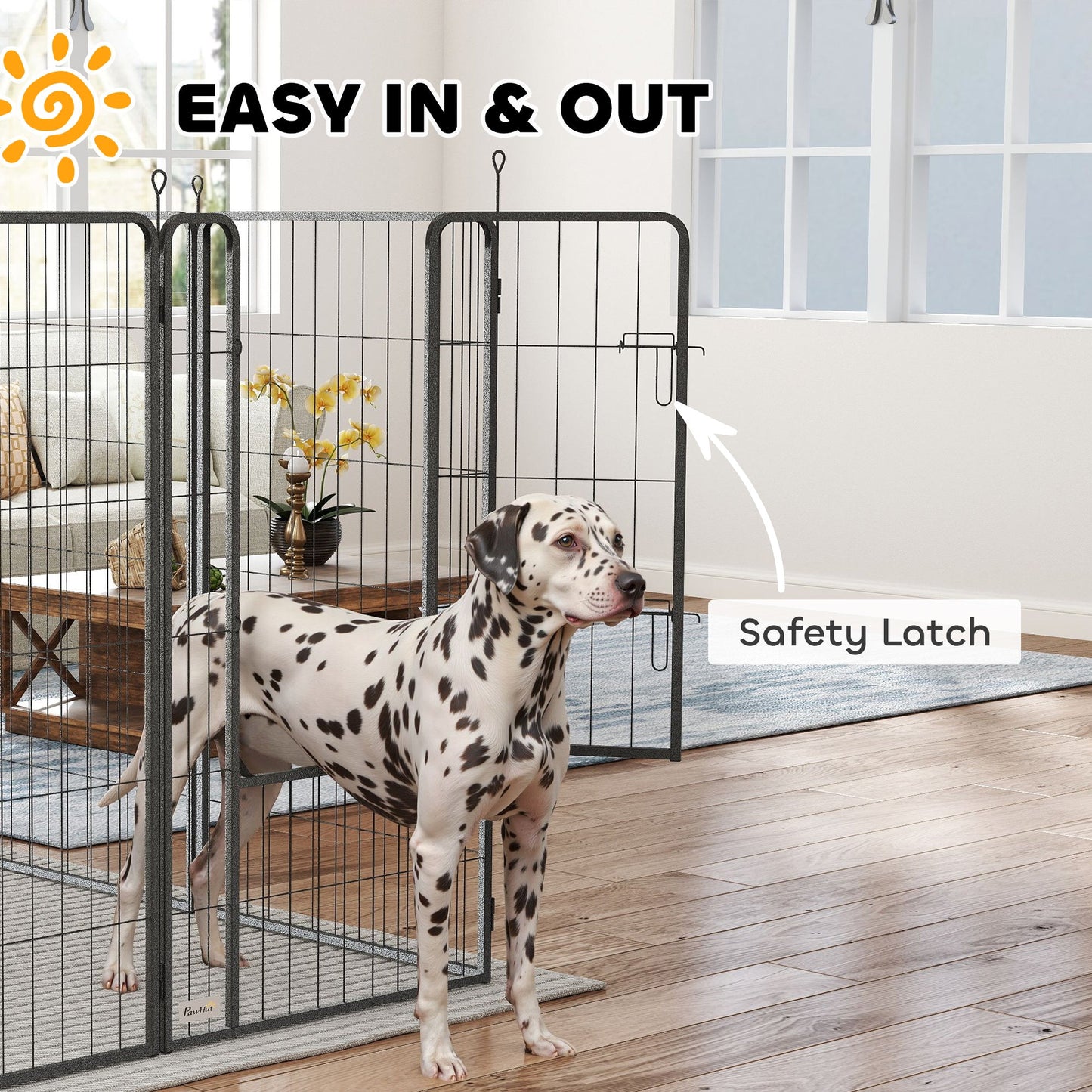 16 Panels Dog Playpen, 27"W x 47"H Heavy Duty Pet Fence with Door & Strap for Indoor Outdoor Backyard Garden, Portable & Foldable Puppy Pet Pen for Large Dogs