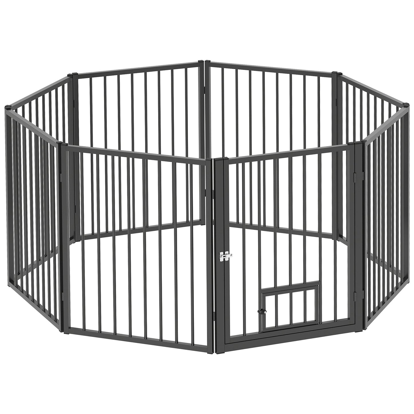 Dog Playpen, 30"H Pet Playpen, 8 Panels Puppy Exercise Pen Heavy Duty with Dog Gate & Cat Door, Indoor Outdoor Foldable Portable Dog Fence for Small & Medium Dogs