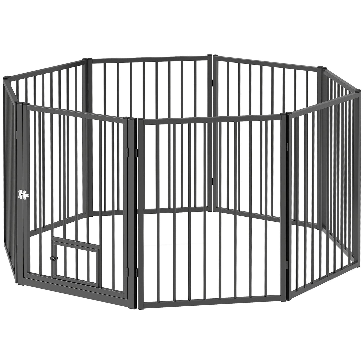 Dog Playpen, 30"H Pet Playpen, 8 Panels Puppy Exercise Pen Heavy Duty with Dog Gate & Cat Door, Indoor Outdoor Foldable Portable Dog Fence for Small & Medium Dogs