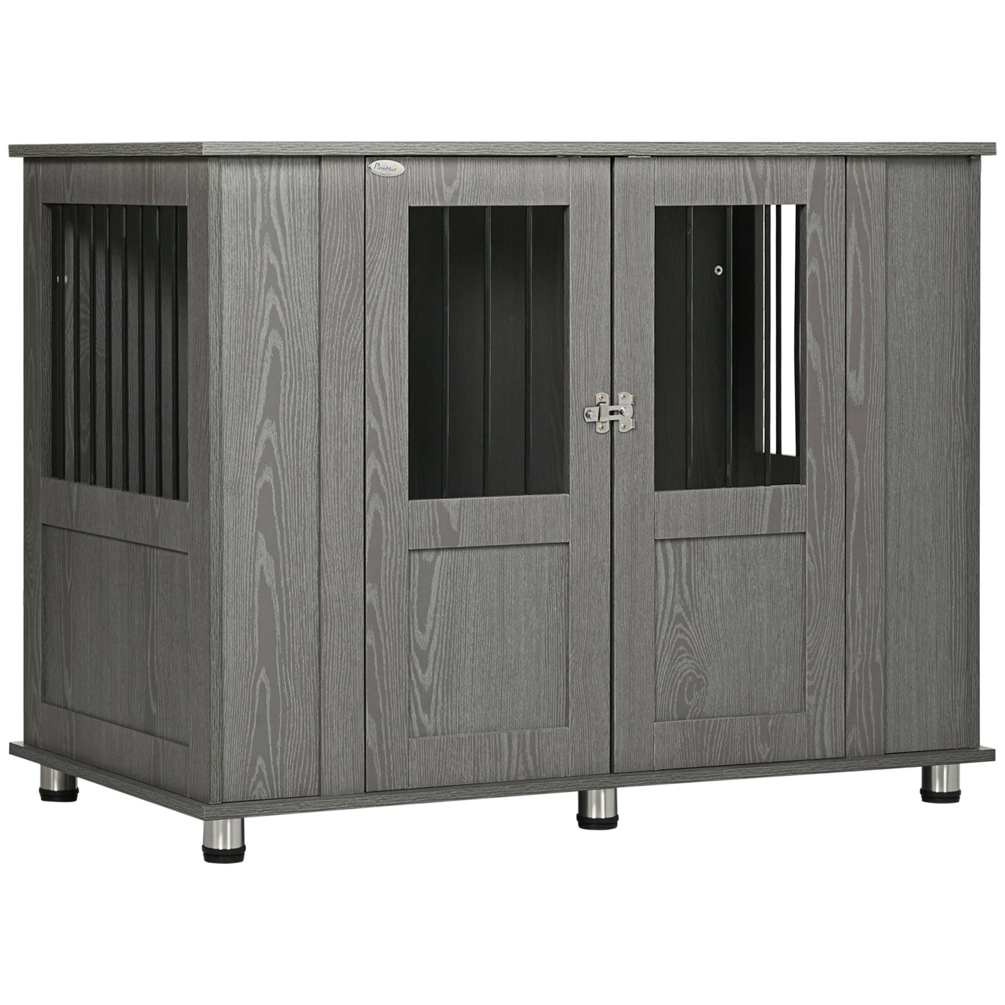 Dog Crate Furniture with Lockable Magnetic Door, Adjustable feet, Indoor Dog Kennel End Table for Extra Large, Medium & Small Dogs, Grey