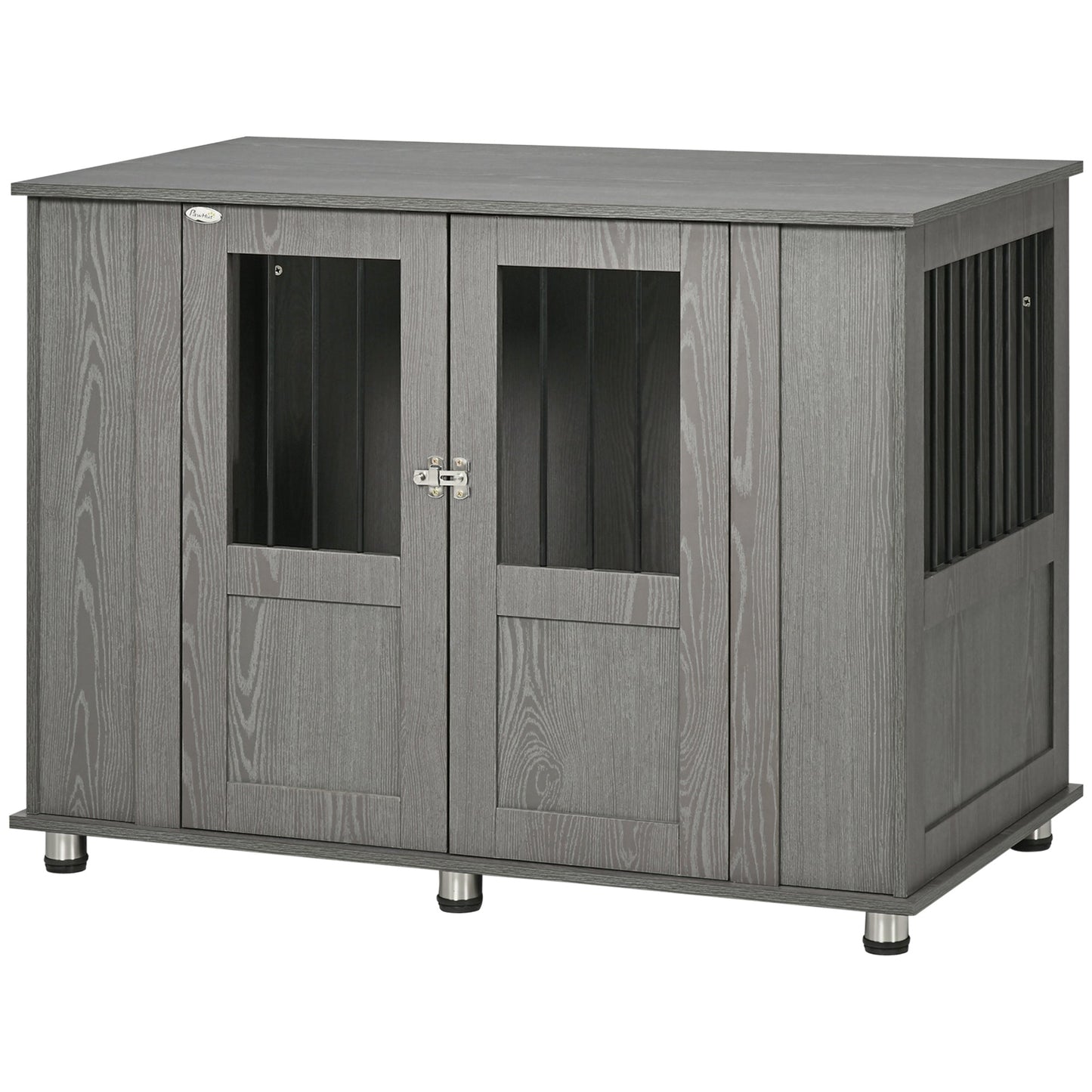 Dog Crate Furniture with Lockable Magnetic Door, Adjustable feet, Indoor Dog Kennel End Table for Extra Large, Medium & Small Dogs, Grey