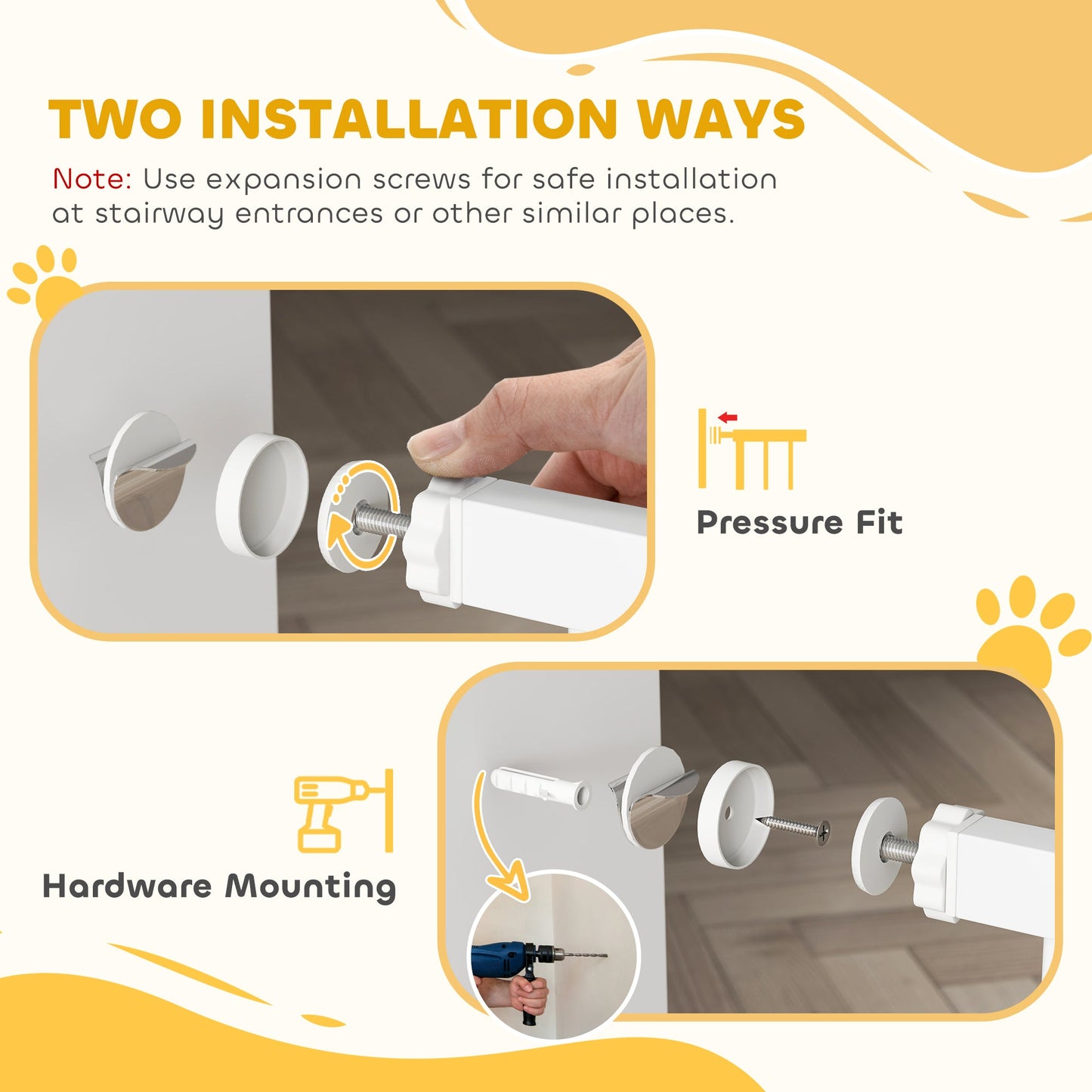 Dog Gate, Walk Through Pet Gate with Small Pet Door, Auto Close, for Doorways, House, Stair, 2 Extension Kits, Pressure Mount Kit, 30"-41" W x 42" H