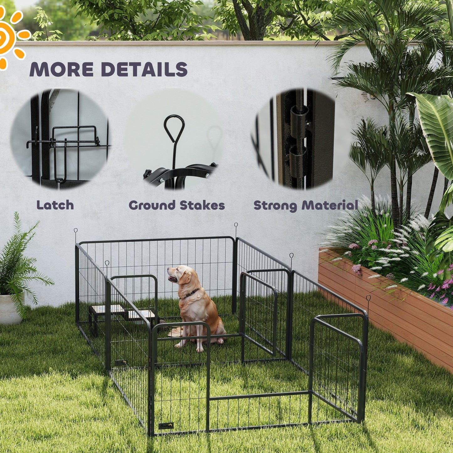 Whelping Box for Dogs and Puppies, 23.5"H, 7 Panels Puppy Playpen with Windproof Oxford Fabric Cloth, Washable Pee Pad, Pet Playpen with Door, for Medium & Large Dogs