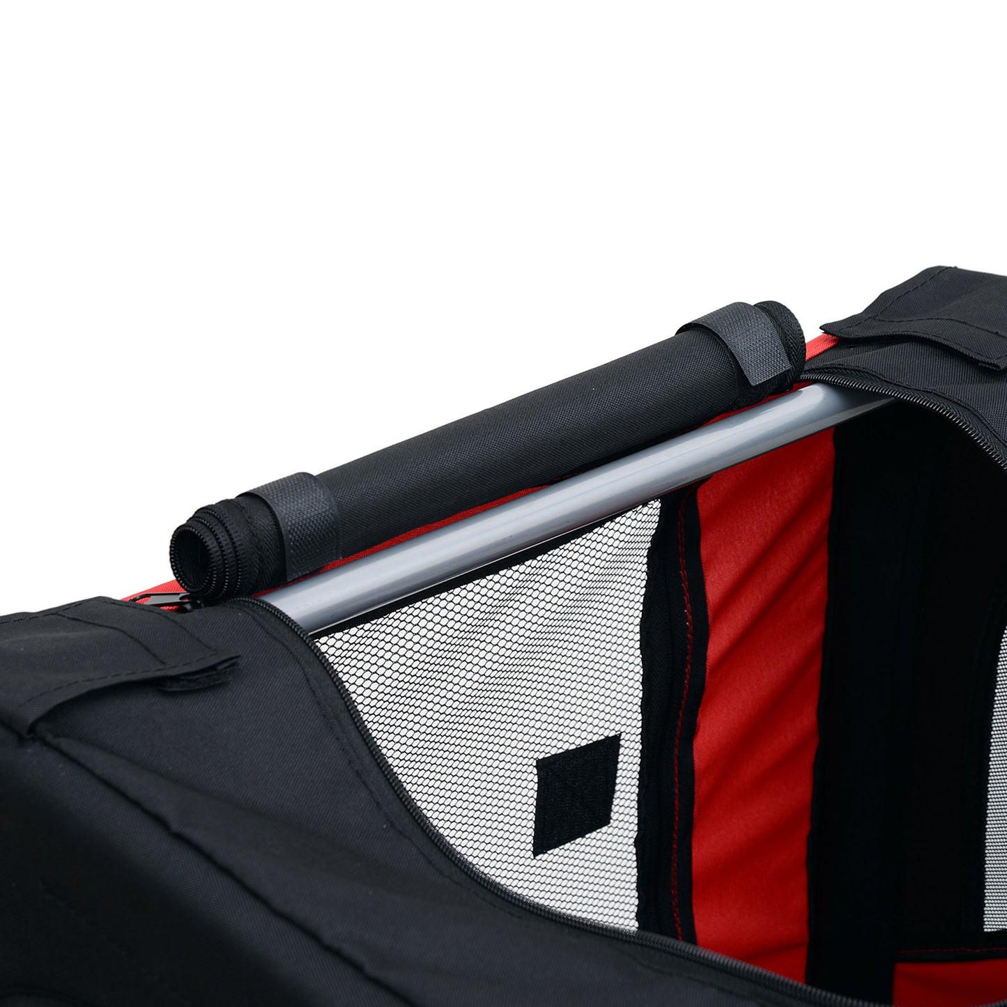 Dog Bike Trailer Pet Cart Bicycle Wagon Cargo Carrier Attachment for Travel with 3 Entrances Large Wheels for Off-Road & Mesh Screen, Red/ Black
