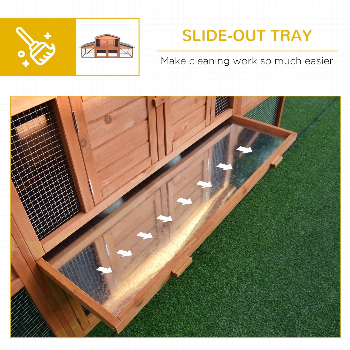 88.5" x 27.5" x 39.25" Deluxe Wooden Rabbit Hutch Backyard Bunny Cage Small Animal Living House with Outdoor Run, Orange