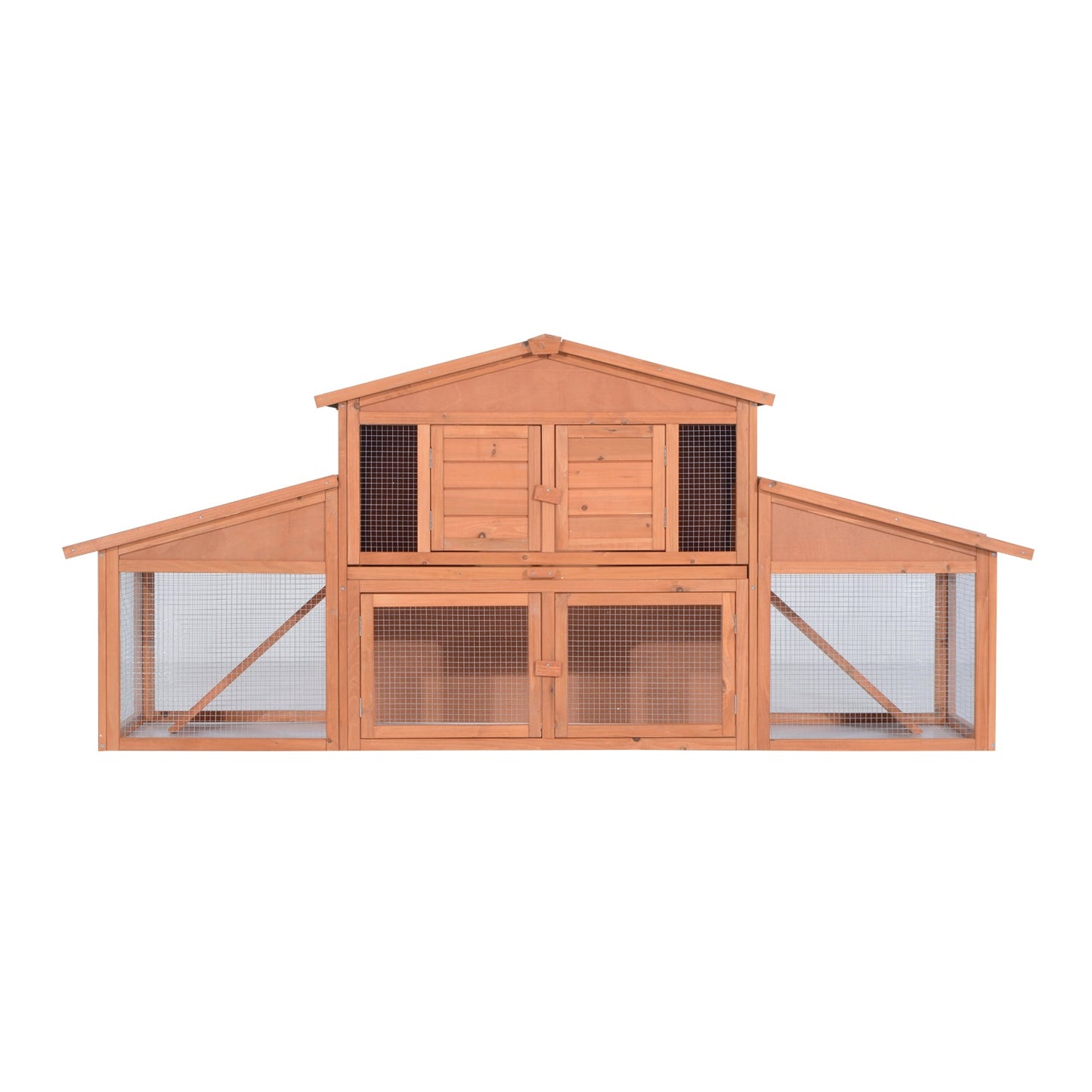 88.5" x 27.5" x 39.25" Deluxe Wooden Rabbit Hutch Backyard Bunny Cage Small Animal Living House with Outdoor Run, Orange
