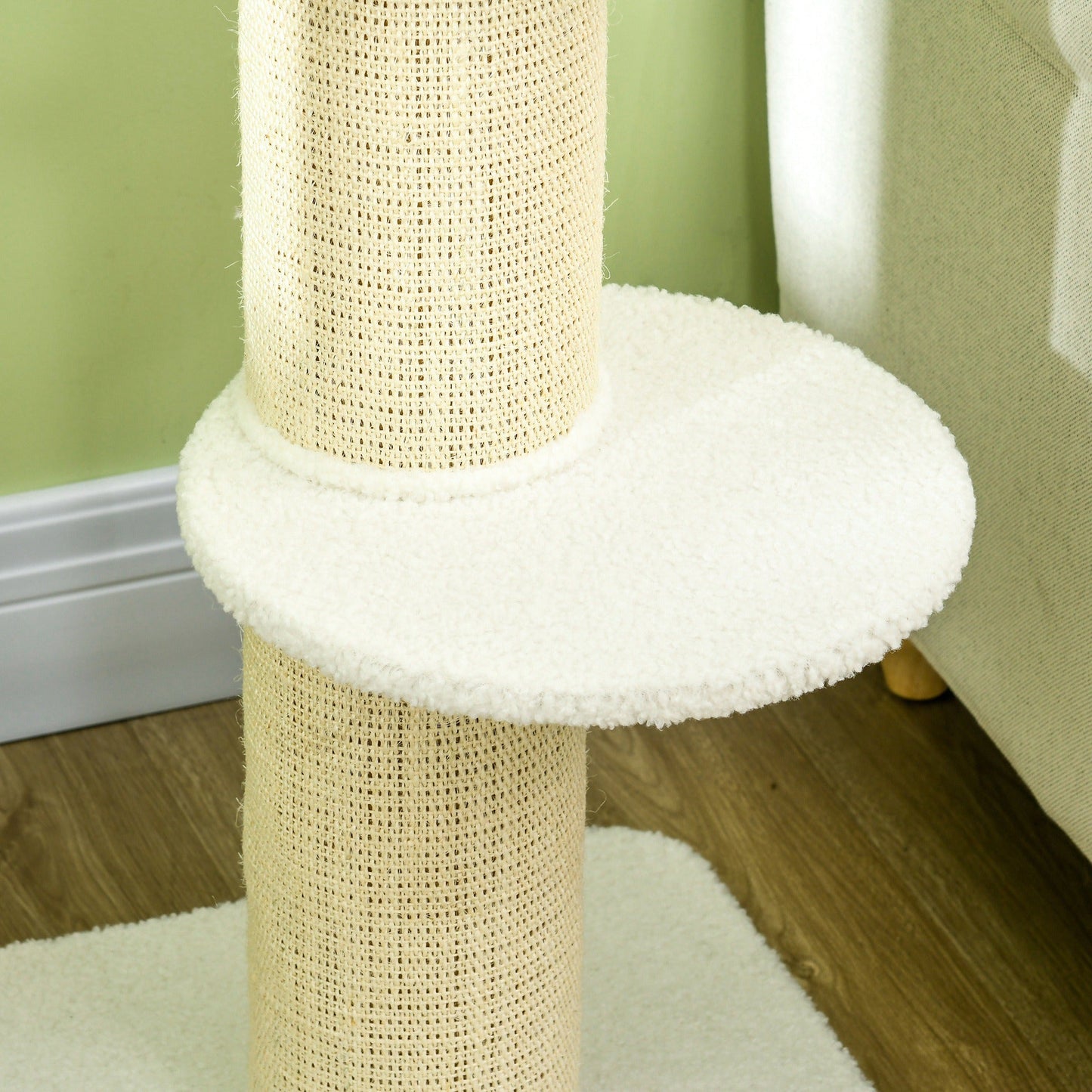 36"H Large Cat Scratching Post for Indoor Cats, Bold Cat Tree Multi-Level Kitty Tower with Sisal Mat Scratch Rope, Cat Bed, Removable Cushion, Perch, Cream White