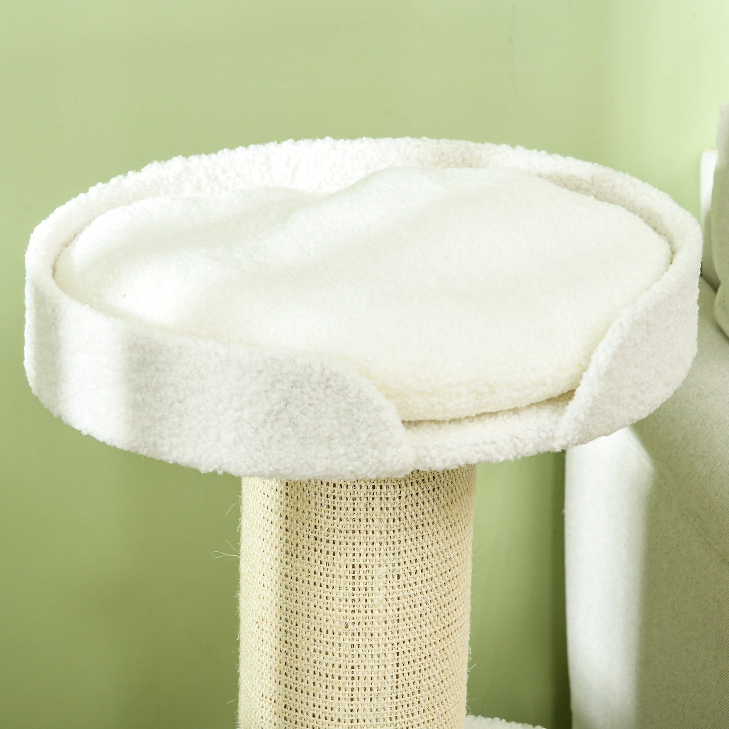 36"H Large Cat Scratching Post for Indoor Cats, Bold Cat Tree Multi-Level Kitty Tower with Sisal Mat Scratch Rope, Cat Bed, Removable Cushion, Perch, Cream White
