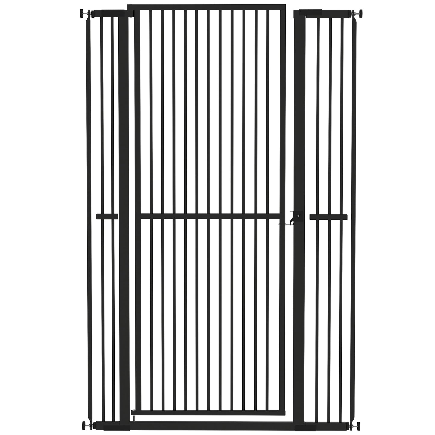 59"H Extra Tall Cat Gate, 30"-41"W Steel Pet Gate for Doorway, Hallway, Pressure Mounted Kit No Drilling Dog Gate with 1.4" Extra Narrow Gap, 2.8" & 5.5" Extensions, Black