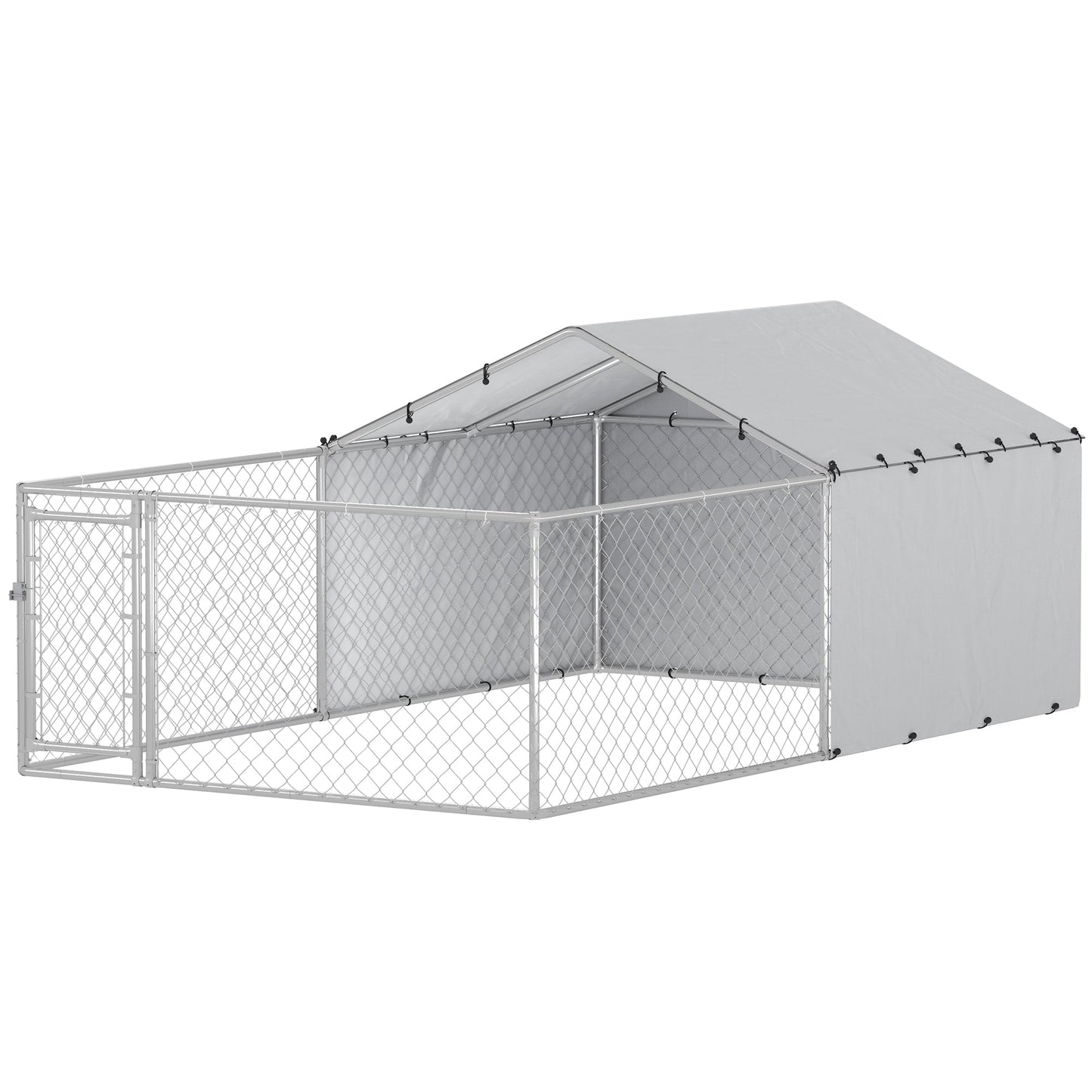 Outdoor Dog Kennel with Waterproof & UV-Resistant Cover, Dog Run with Secure Lock for Small Medium Large Dogs, 13.1' x 7.5' x 4.9'