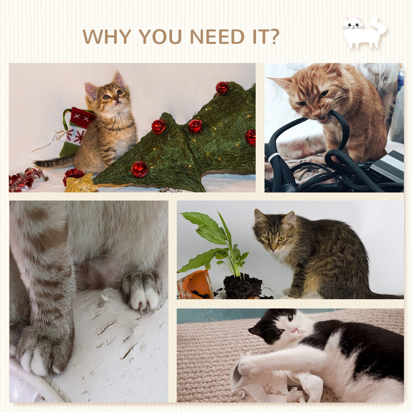 Cat Wall Shelves, 5PCs Cat Shelves with Scratching Post, Perches, Bridge, Steps, Condo, Hammock, Wall Mounted Cat Climber, Light Grey