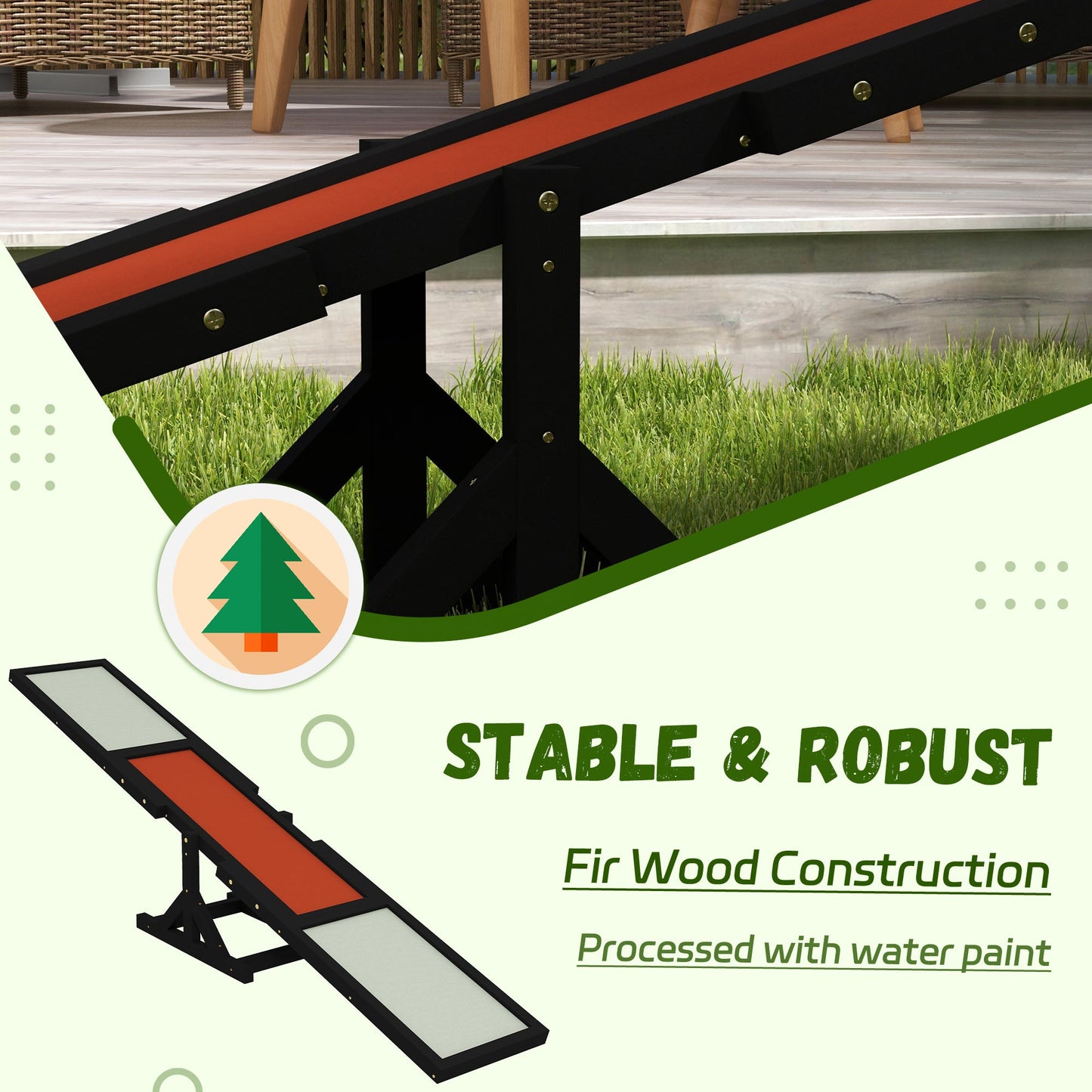 Wood Pet Seesaw Platform Dog Agility Training Equipment Run Game Toy Weather Resistant Pet Supplies Black