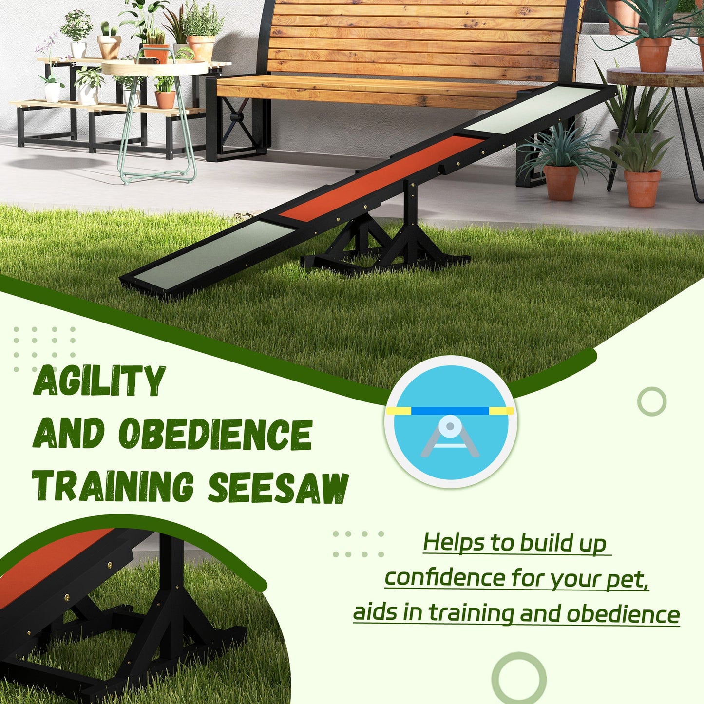 Wood Pet Seesaw Platform Dog Agility Training Equipment Run Game Toy Weather Resistant Pet Supplies Black