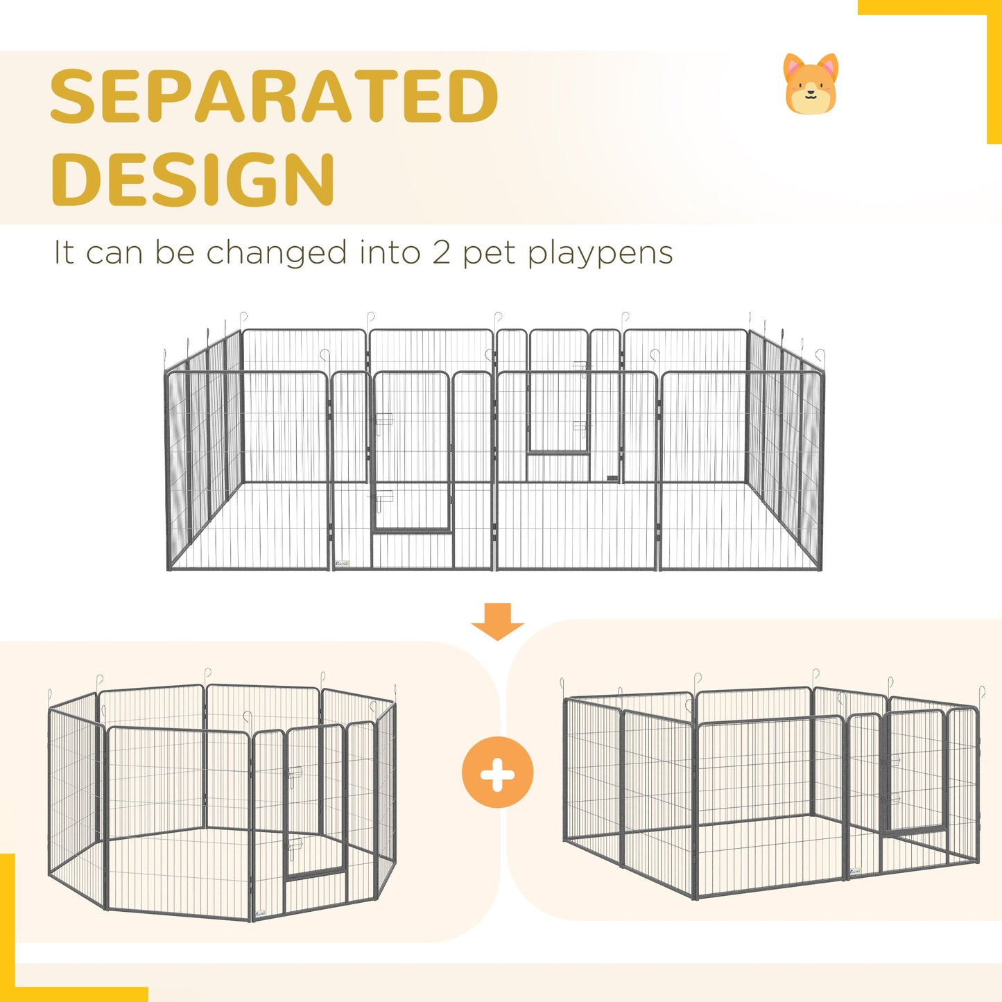Dog Playpen, Wide 31.5"W Heavy-Duty Metal Puppy Play Pen, Pet Exercise Fences for Outside and Indoor, DIY Design with Door for Multiple Dogs, 16 Panels, 39"H