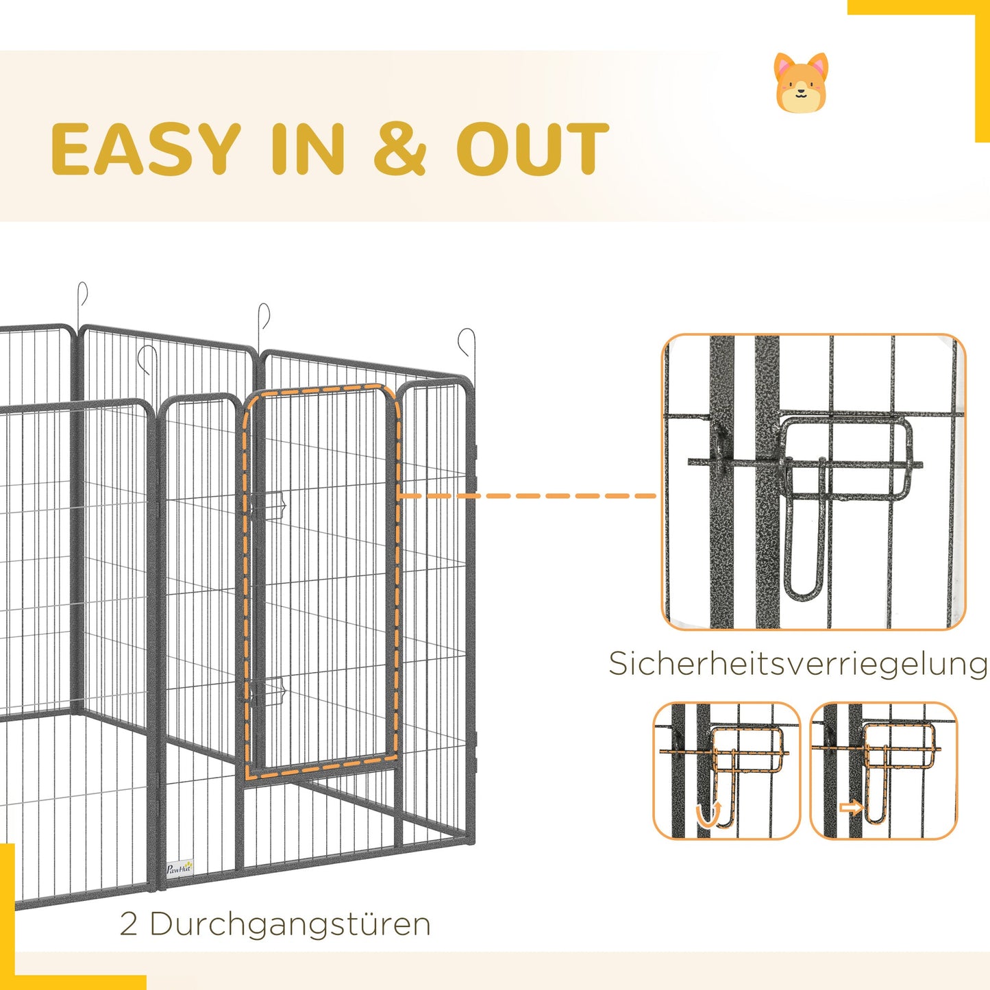 Dog Playpen, Wide 31.5"W Heavy-Duty Metal Puppy Play Pen, Pet Exercise Fences for Outside and Indoor, DIY Design with Door for Multiple Dogs, 16 Panels, 39"H