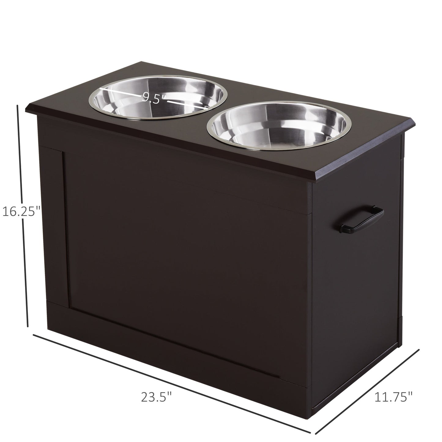 Elevated Dog Bowls for Large Dogs with Storage Dog Pet Diner Function 2 Stainless Steel Dog Bowls Elevated Base for Big-sized Dogs and Other Large Pets, Coffee
