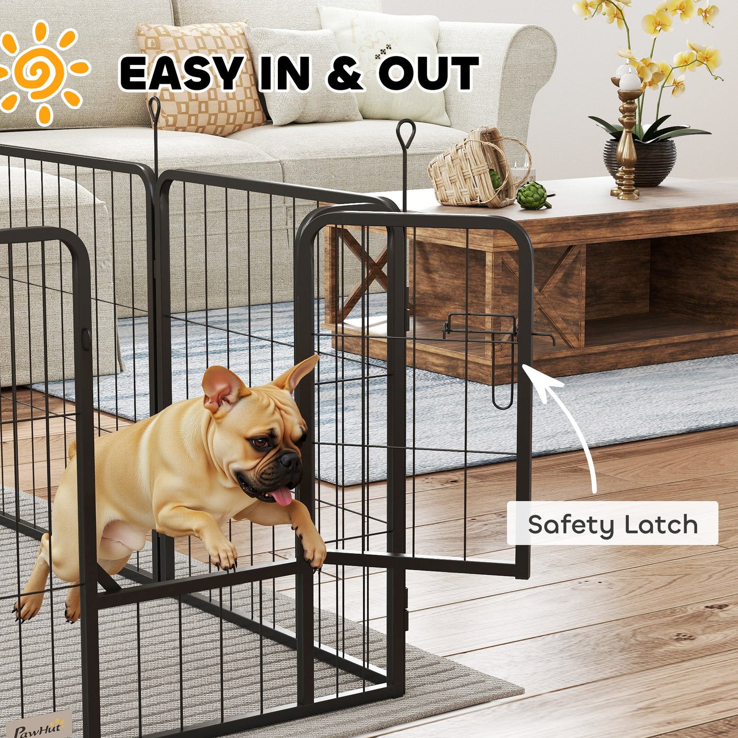 16 Panels Dog Playpen, 22"W x 24"H Heavy Duty Pet Fence with Door & Strap for Indoor Outdoor Backyard Garden, Portable & Foldable for Small Dogs
