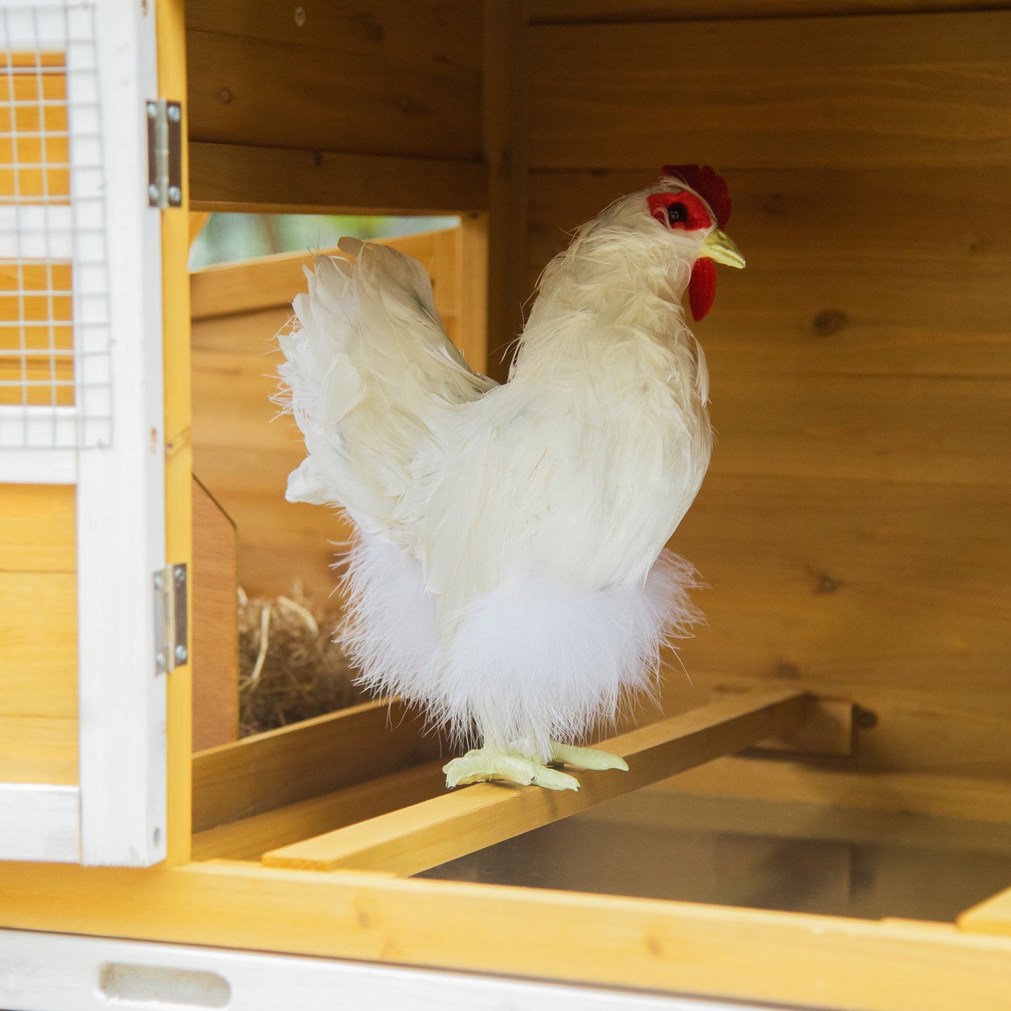 79" Wooden Chicken Coop, Outdoor Hen House, Poultry Habitat with Removable Tray, Nesting Box, Run, Ramp