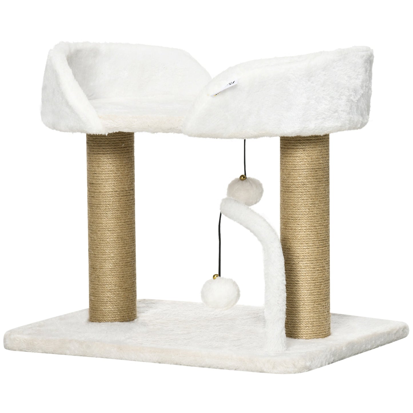 Cat Tree, 16.5" Small Cat Tower Condo for Indoor Cats with Jute Scratching Posts, Top Perch, Dangling Balls, Cat Activity Centre, White