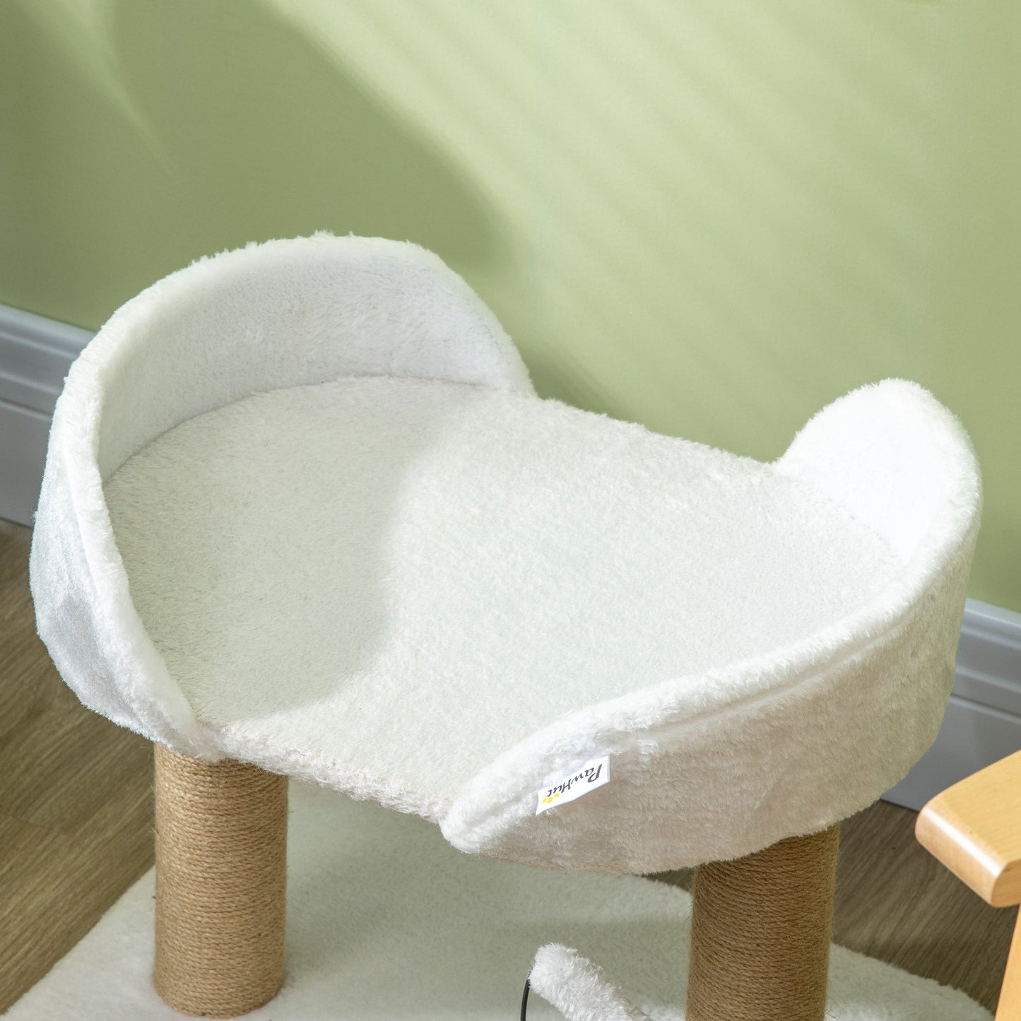 Cat Tree, 16.5" Small Cat Tower Condo for Indoor Cats with Jute Scratching Posts, Top Perch, Dangling Balls, Cat Activity Centre, White
