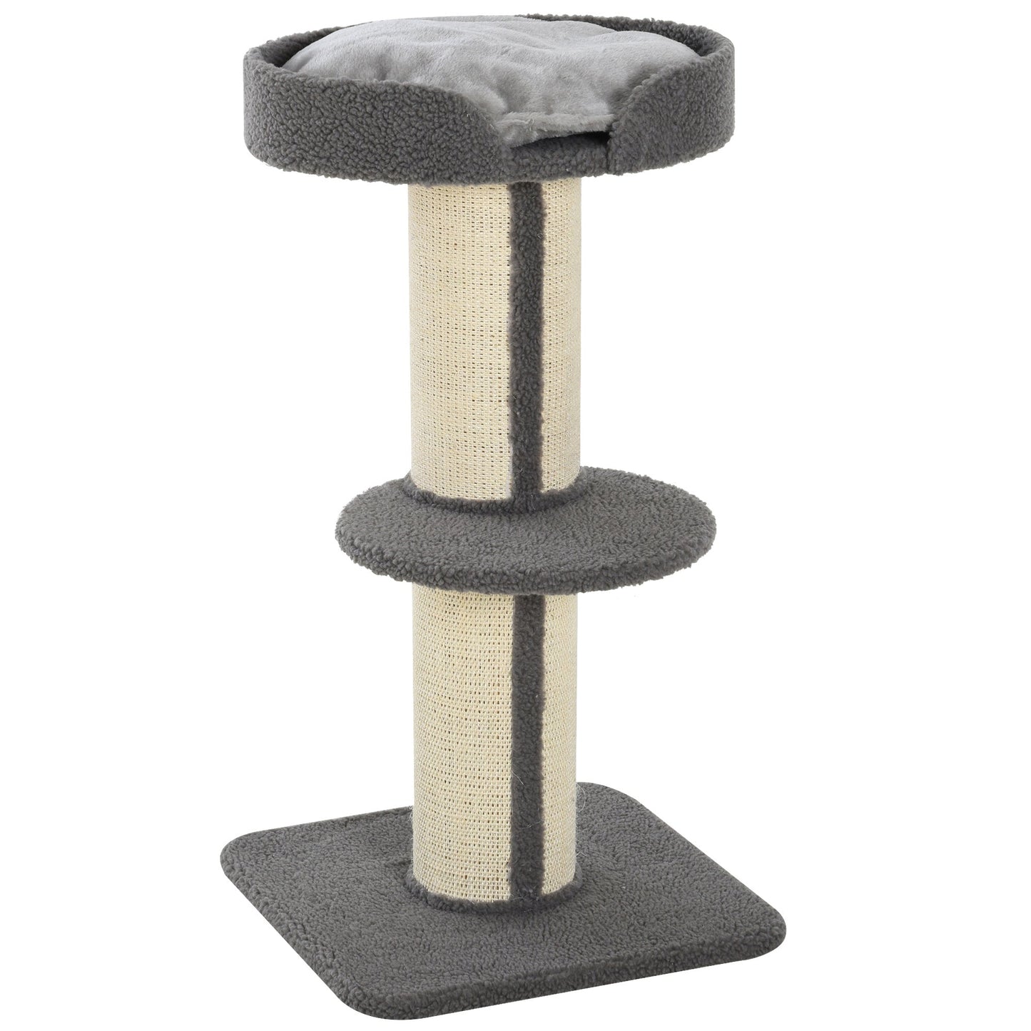 36"H Large Cat Scratching Post for Indoor Cats, Bold Cat Tree Multi-Level Kitty Tower with Sisal Mat Scratch Rope, Cat Bed, Removable Cushion, Perch, Grey
