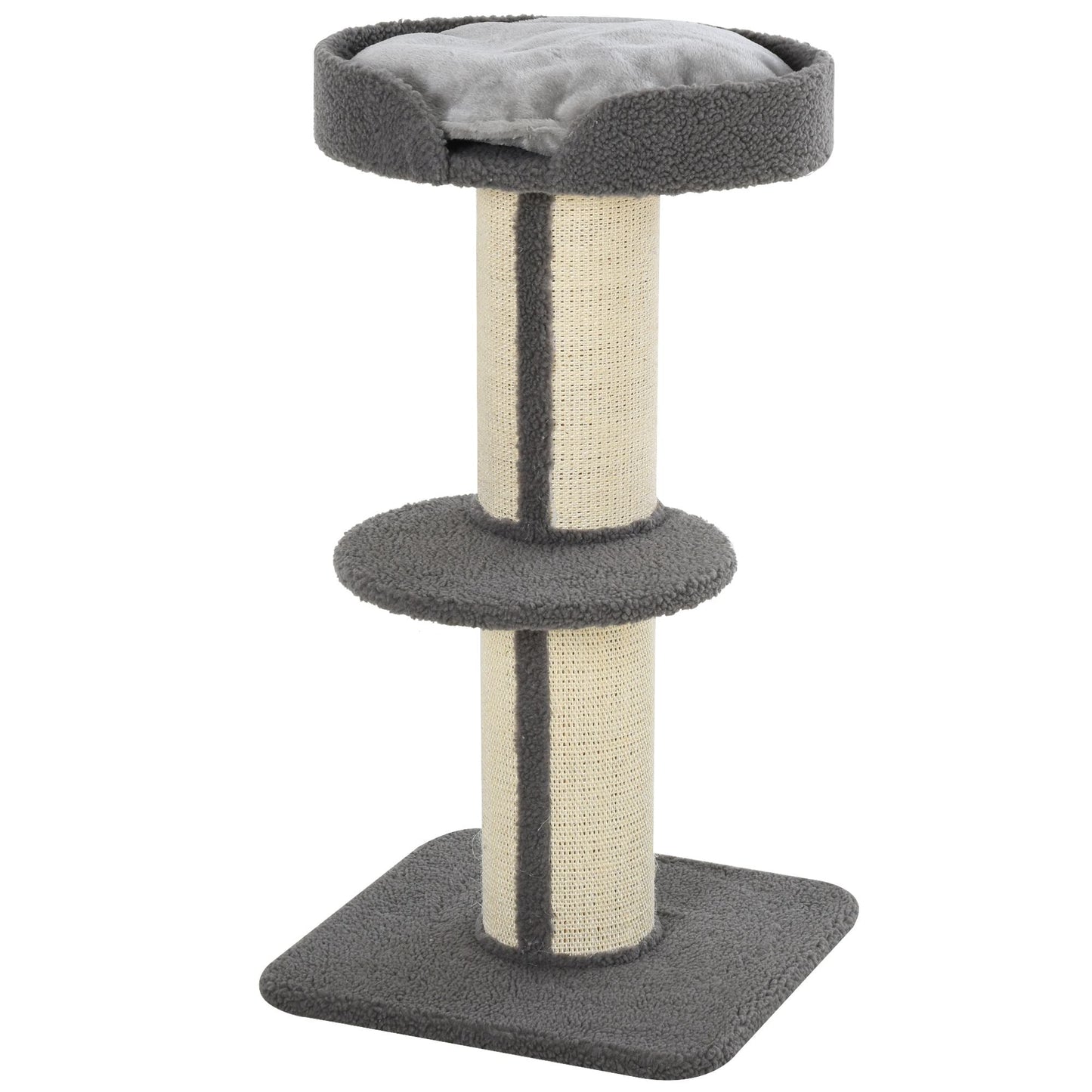 36"H Large Cat Scratching Post for Indoor Cats, Bold Cat Tree Multi-Level Kitty Tower with Sisal Mat Scratch Rope, Cat Bed, Removable Cushion, Perch, Grey