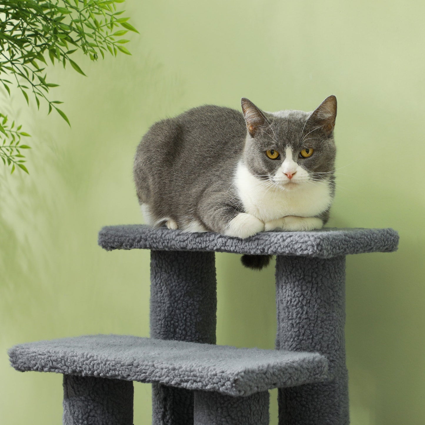 4-Step Multi-Level Carpeted Cat Scratching Post Pet Stairs, Grey