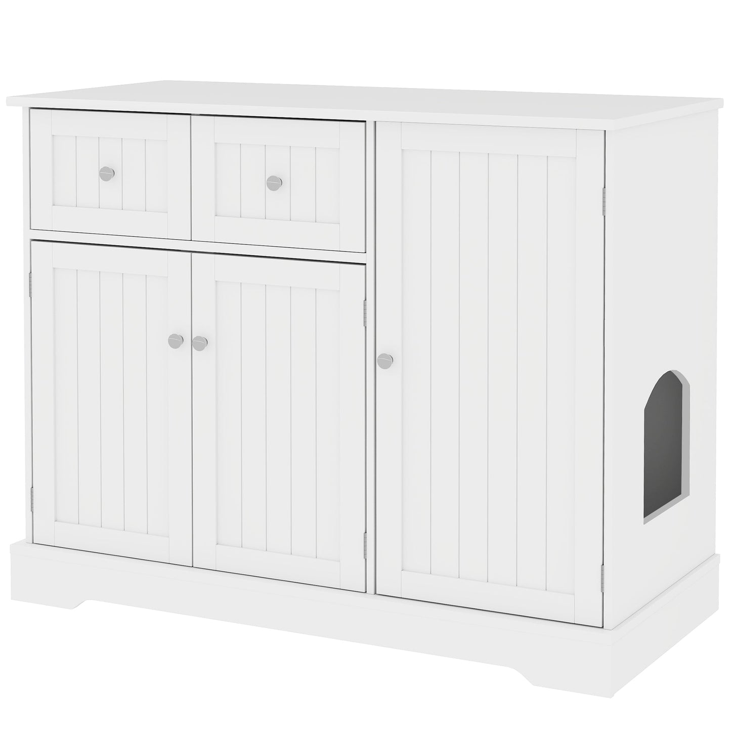 Cat Litter Box Enclosure, Hidden Litter Box Furnitrue Indoor Cat House with Drawer, Storage, Anti-tip Kit, Cat Washroom for Living Room, Bedroom, White