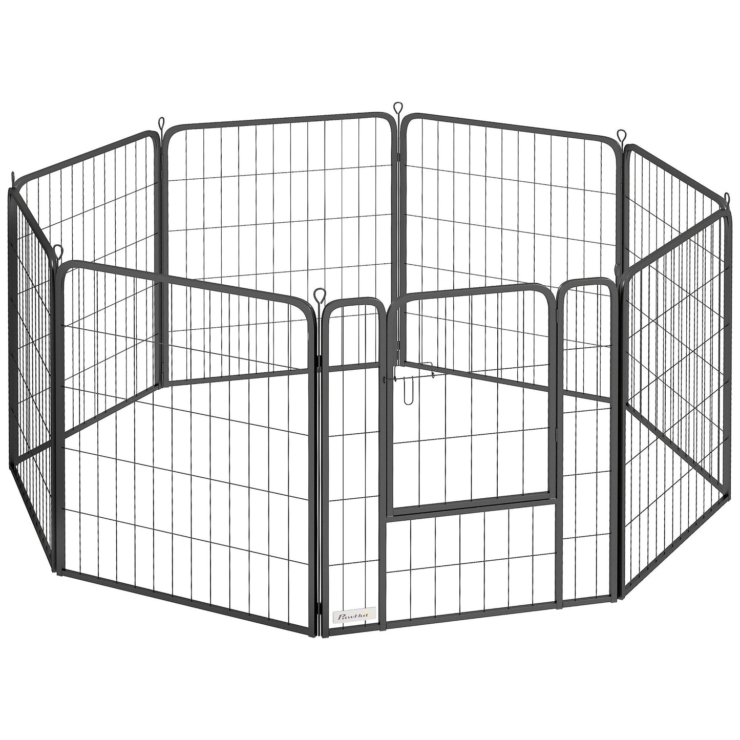8 Panels Dog Playpen, 27"W x 31.5"H Heavy Duty Pet Fence with Door & Strap for Indoor Outdoor Backyard Garden, Portable & Foldable Puppy Pet Pen for Medium Dogs