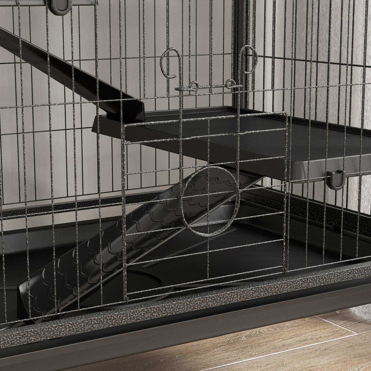 6-Tier Rolling Small Animal Cage, Deluxe Rabbit Cage, Ferret Cage for Mink, Chinchilla, Kitten, Rabbit, Small Pet Play House with Hammock, Platform, Ramp, Charcoal Grey