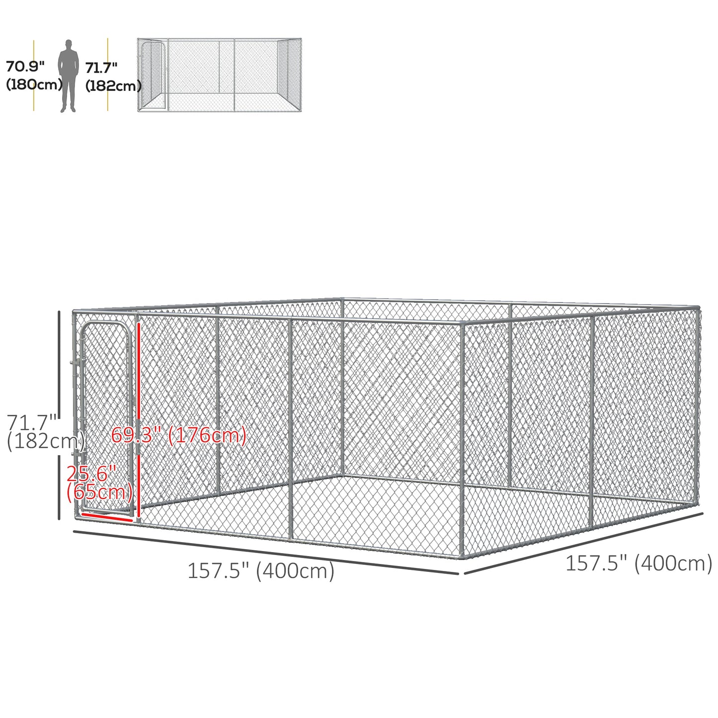 172 Sq. Ft. Dog Playpen Outdoor, Walk-in Dog Run Kennel Puppy Exercise Pen with Galvanized Steel Frame, for Small and Medium Dogs, 13' x 13' x 6'