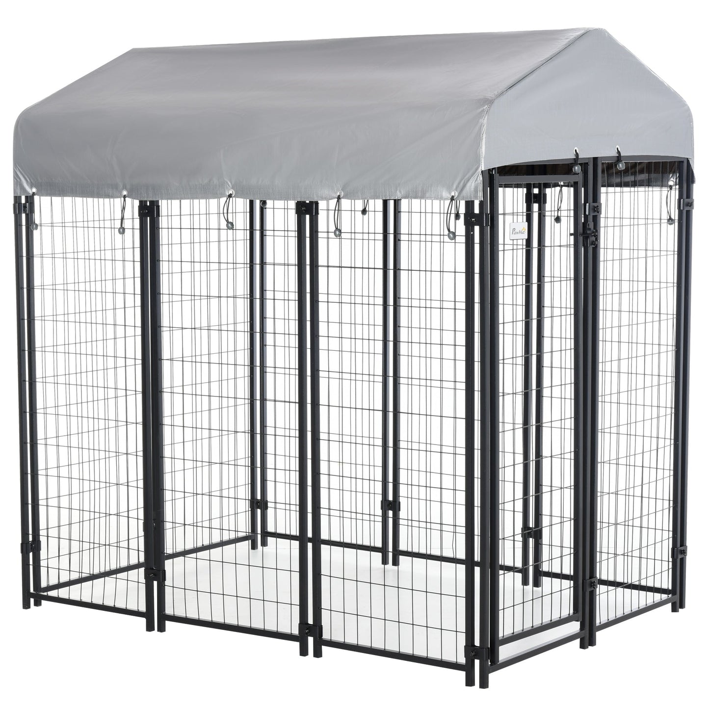6' x 4' x 6' Large Outdoor Dog Kennel Run Steel Fence with UV-Resistant Oxford Cloth Roof & Secure Lock