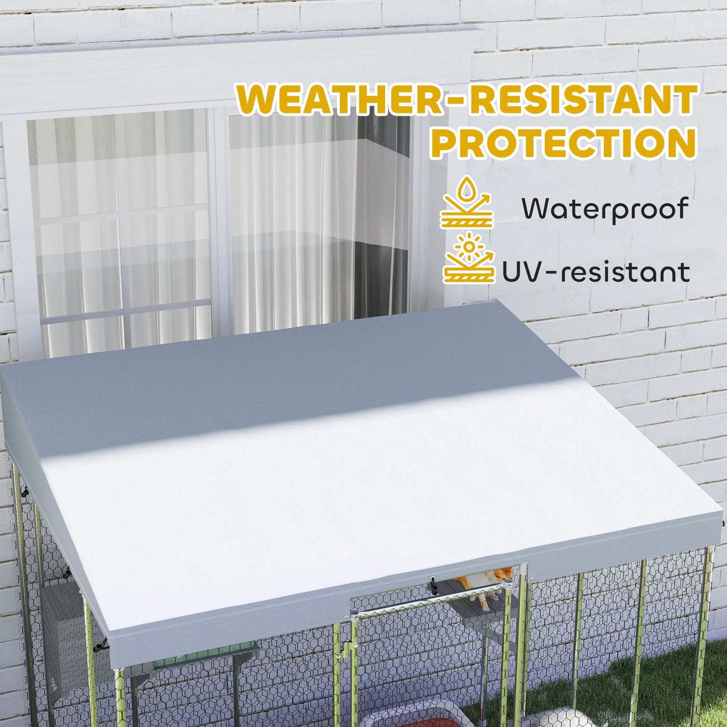 Catio Outdoor Cat Enclosure Large, 79" L Galvanized Steel Outdoor Cat House with 420D Waterproof Canopy, Multiple Platforms, Resting Condo, Lockable Door, for 1-3 Large Cats