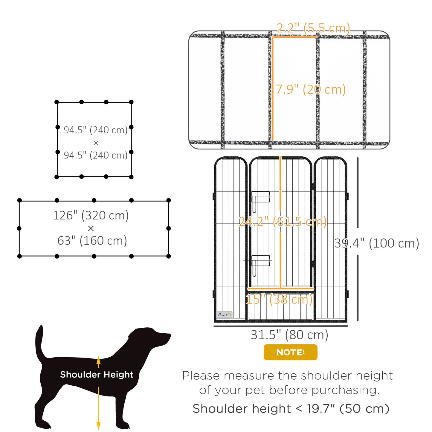 Dog Playpen, Wide 31.5"W Heavy-Duty Metal Puppy Play Pen, Pet Exercise Fences for Outside and Indoor, DIY Design with Door for Multiple Dogs, 12 Panels, 39"H