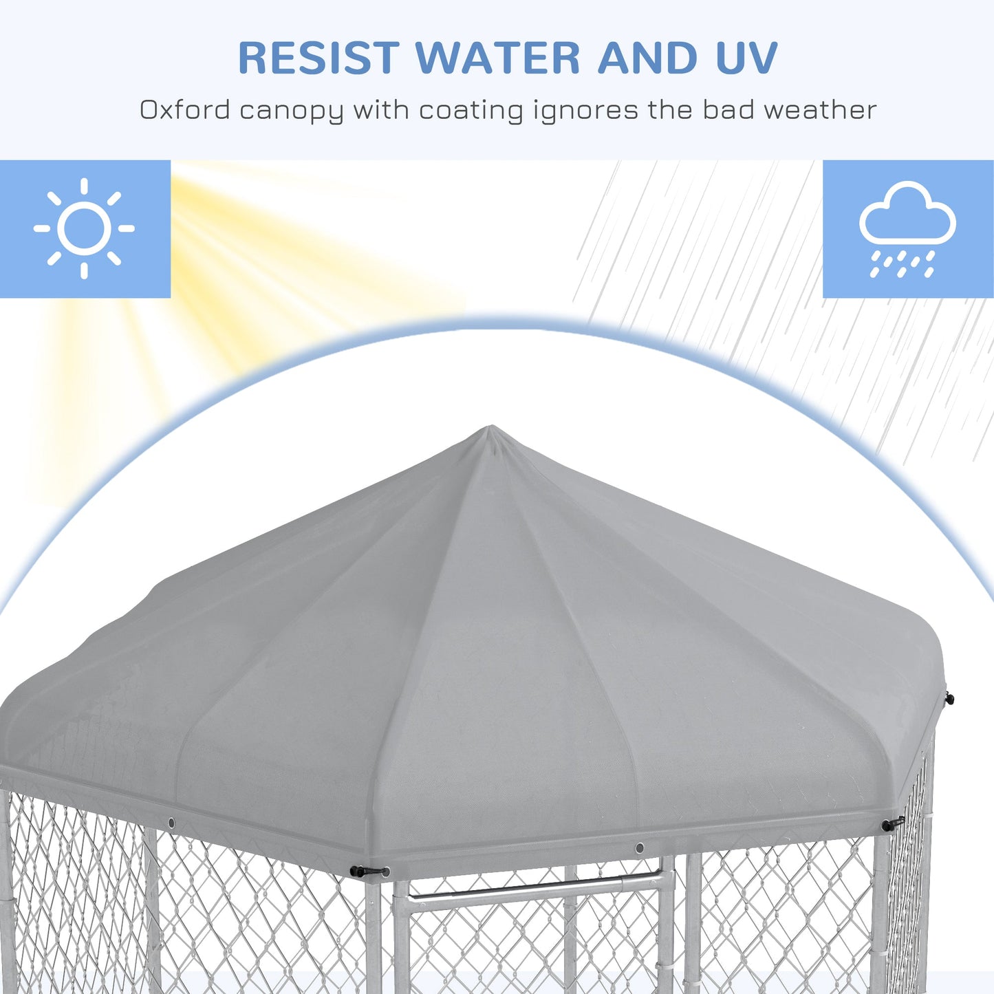 Outdoor Dog Kennel Dog Run with Waterproof, UV Resistant Cover for Medium and Large Sized Dogs, 6.9' x 6.1' x 7', Silver