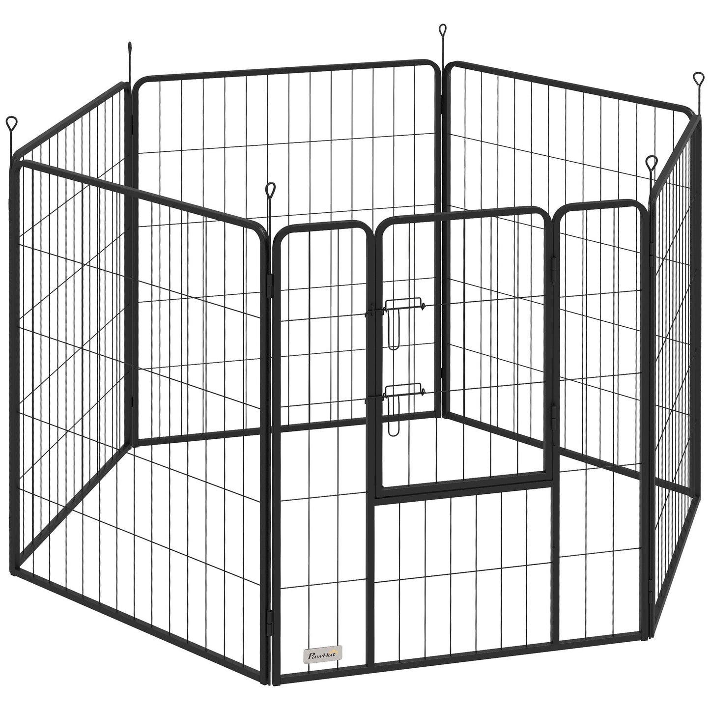Dog Playpen, Wide 31.5"W Heavy-Duty Metal Puppy Play Pen, Pet Exercise Fences for Outside and Indoor, DIY Design with Door for Multiple Dogs, 6 Panels, 39"H