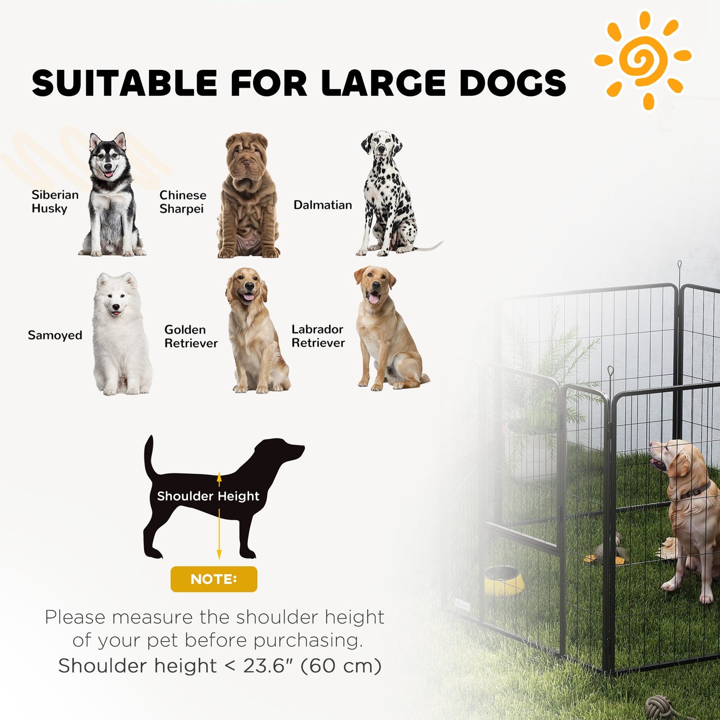 Dog Playpen, Wide 31.5"W Heavy-Duty Metal Puppy Play Pen, Pet Exercise Fences for Outside and Indoor, DIY Design with Door for Multiple Dogs, 6 Panels, 39"H