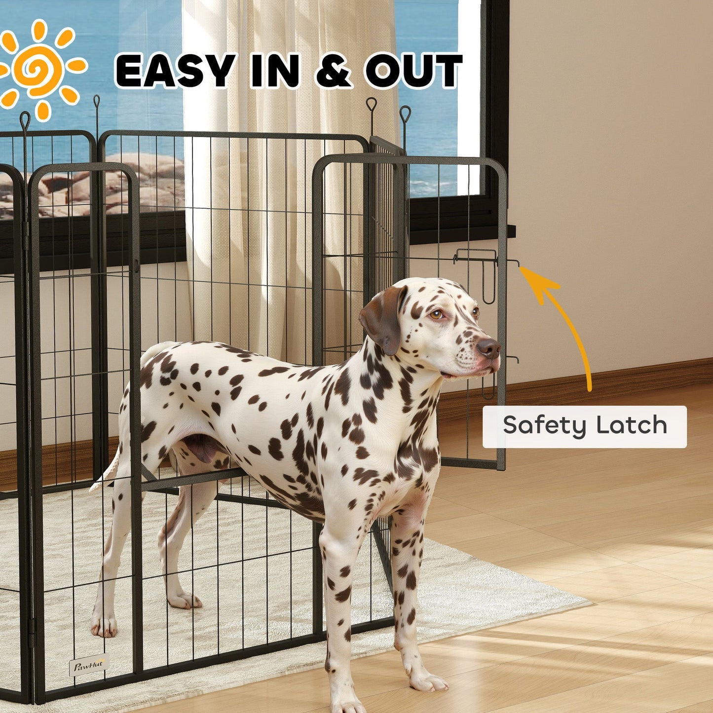 Dog Playpen, Wide 31.5"W Heavy-Duty Metal Puppy Play Pen, Pet Exercise Fences for Outside and Indoor, DIY Design with Door for Multiple Dogs, 6 Panels, 39"H