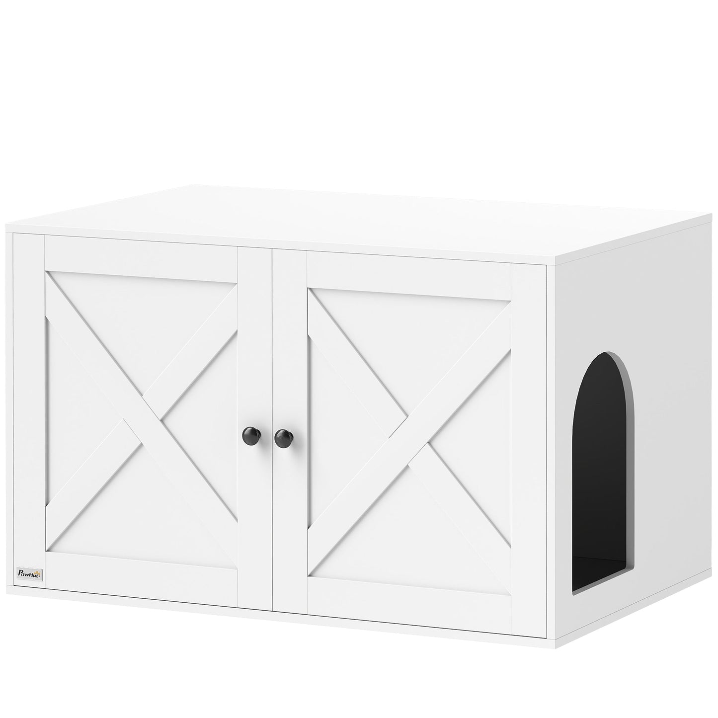 Cat Litter Box Enclosure, Hidden Washroom Furniture with Doors, Cat Hole, Handles, Indoor Pet House Side End Table Fit Most of Cat and Litter Box, 31.5" x 21" x 20", White