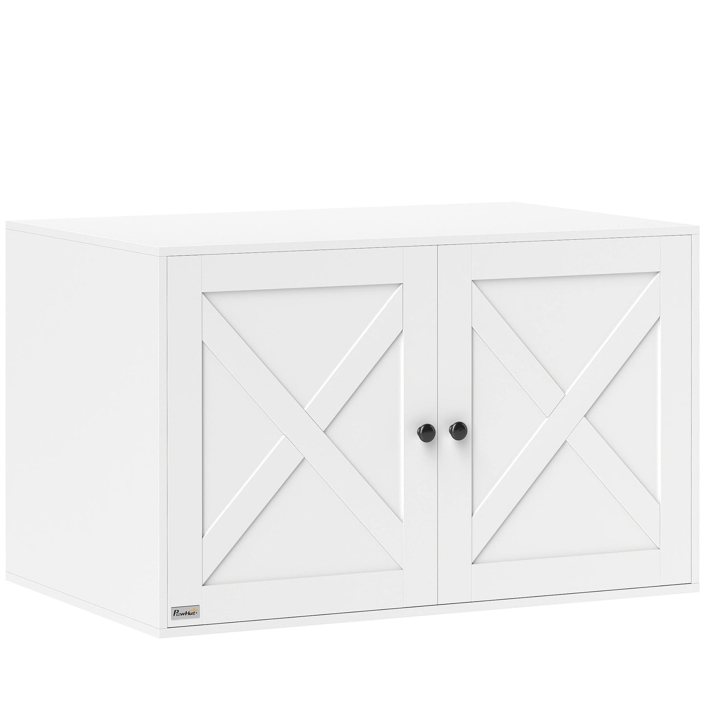 Cat Litter Box Enclosure, Hidden Washroom Furniture with Doors, Cat Hole, Handles, Indoor Pet House Side End Table Fit Most of Cat and Litter Box, 31.5" x 21" x 20", White