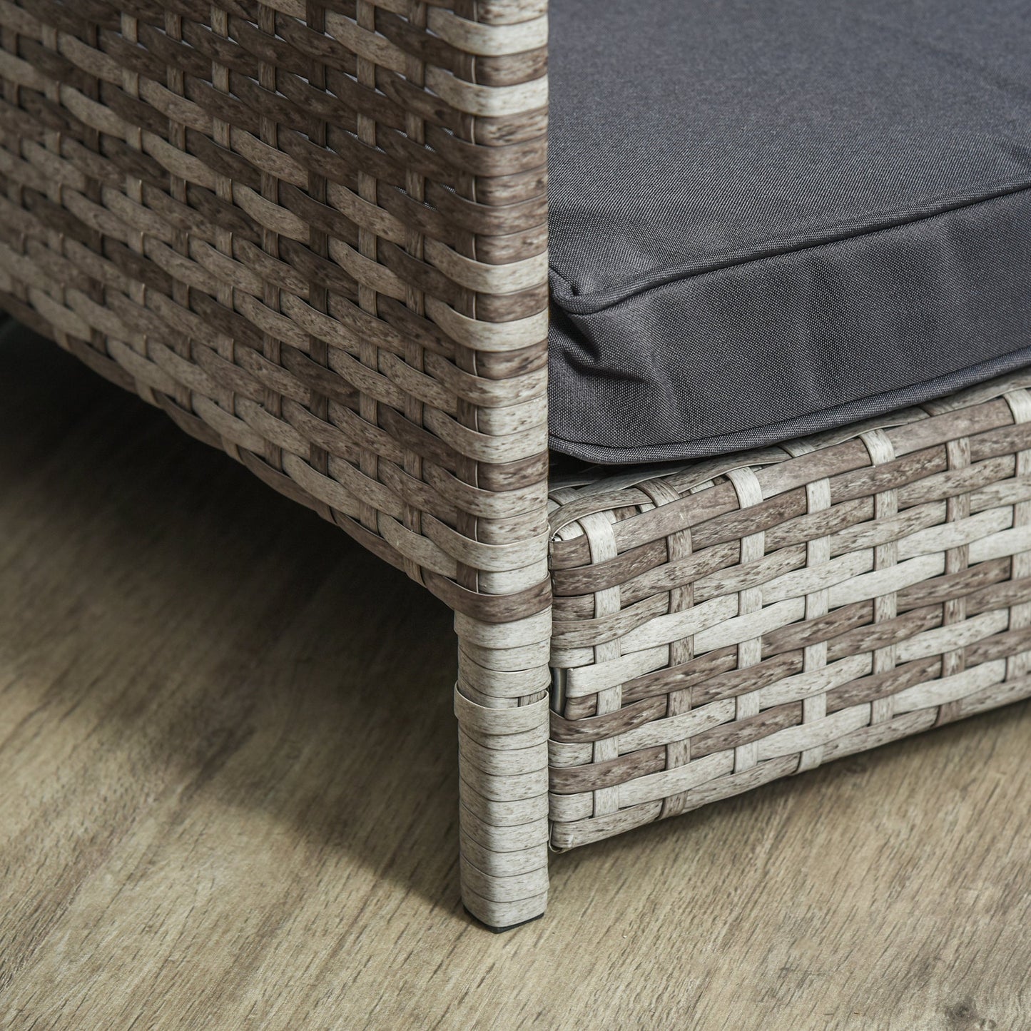 Elevated Rattan Dog House Outdoor with Canopy, Wicker Dog Bed with Water-Resistant Cushion, for Small and Medium Dogs Dark Grey