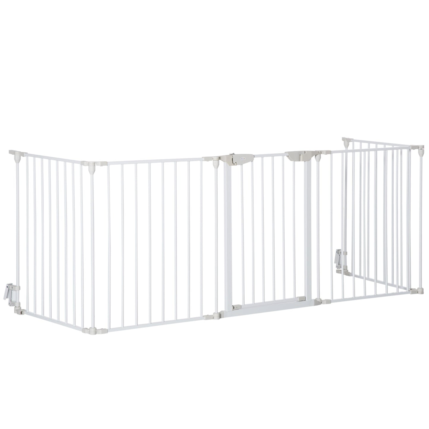 Dog Playpen Indoor, Foldable Pet Fence Puppy Pen for Small Medium Dogs with Door, 5 Panels, 29 Inch Tall, for Stairway, Doorway, Hallway, White