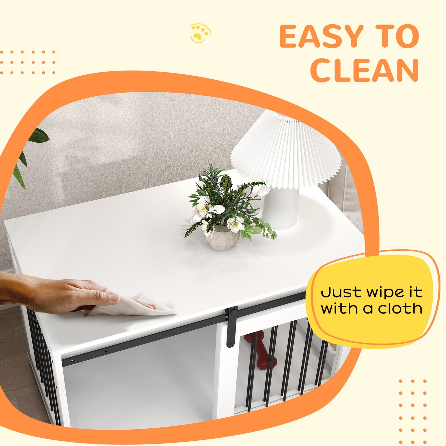 Dog Crate Furniture, 39" Dog Crate End Table Indoor Dog House for Large Dogs, with Sliding Door, Lock, White
