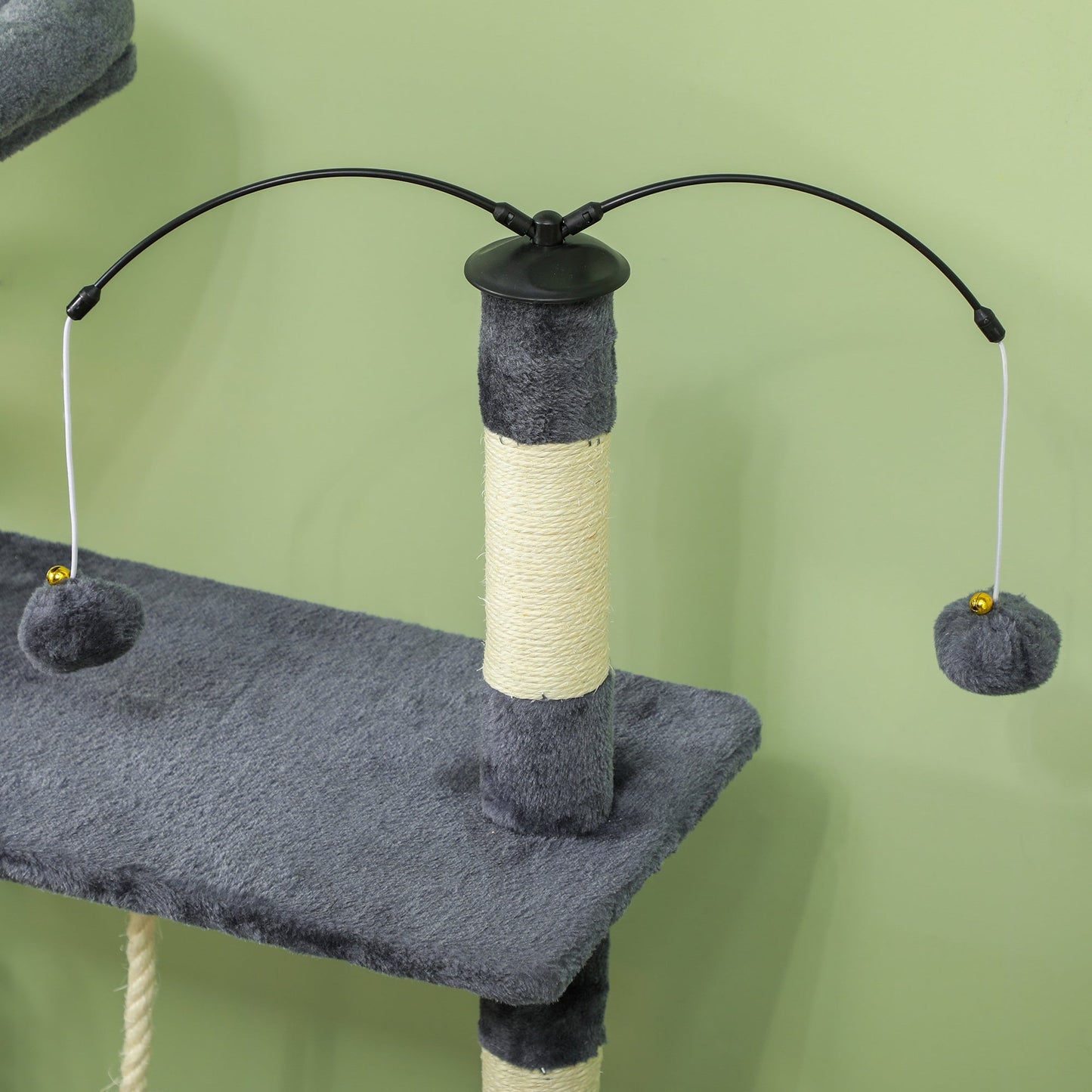 53" Cat Tree, Multi-Level Cat Tower for Indoor Cats with Sisal Scratching Posts, Cat Condo, Beds, Platforms, Ramp, Toy Balls, Cat Activity Center, Dark Grey