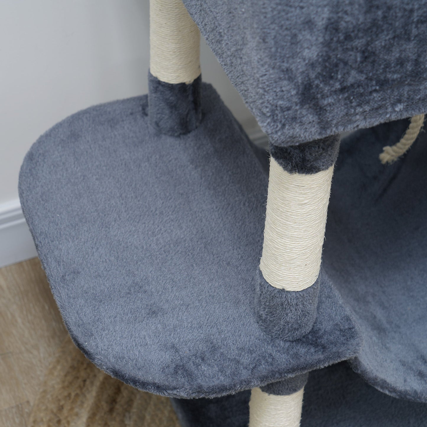 Cat Tower, 81" Cat Tree for Large Cats Adult w/ Scratching Posts, Scratching Board, Cat Condos, Cat Beds, Hammocks, Jumping Platforms, Toy Balls, Rope Cat Toy, Dark Grey