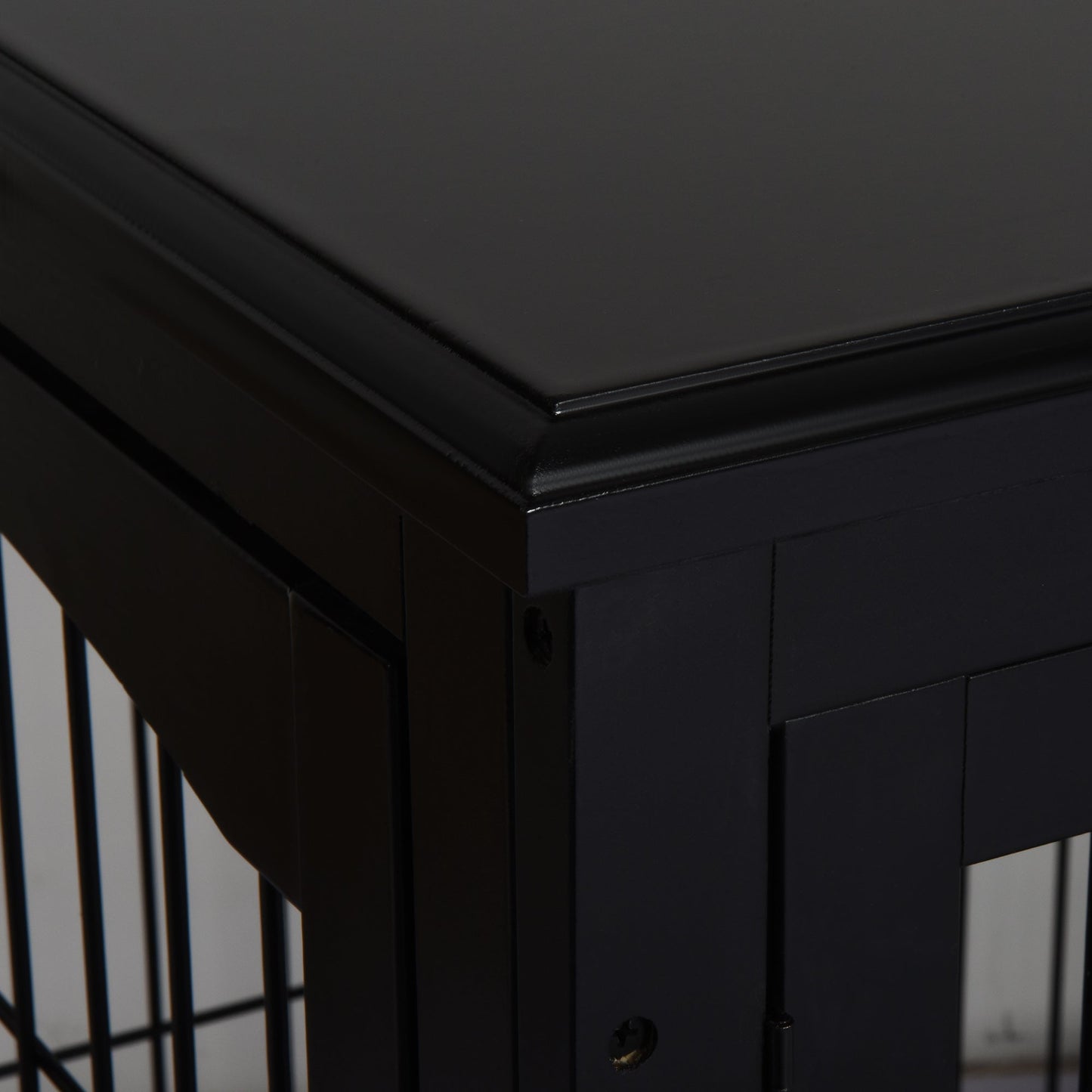 32" Wooden Dog Crate Furniture Dog Cage, Modern Side Table Pet Kennel with Double Lockable Door, 32" L x 23" W x 26" H, Black