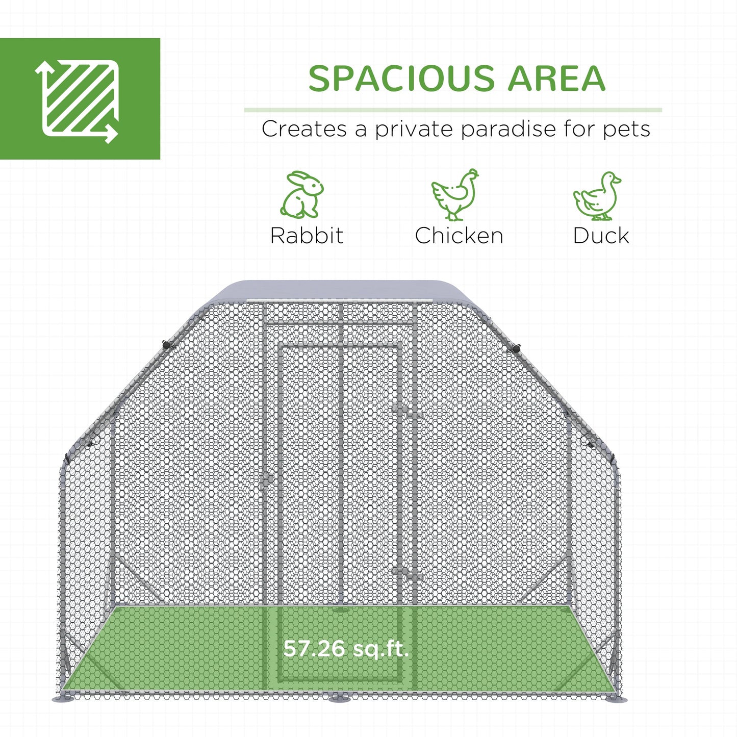 Galvanized Large Metal Chicken Coop Cage Walk-in Enclosure Poultry Hen Run House Playpen Rabbit Hutch with Cover for Outdoor Backyard 9.2' x 6.2' x 6.5' Silver