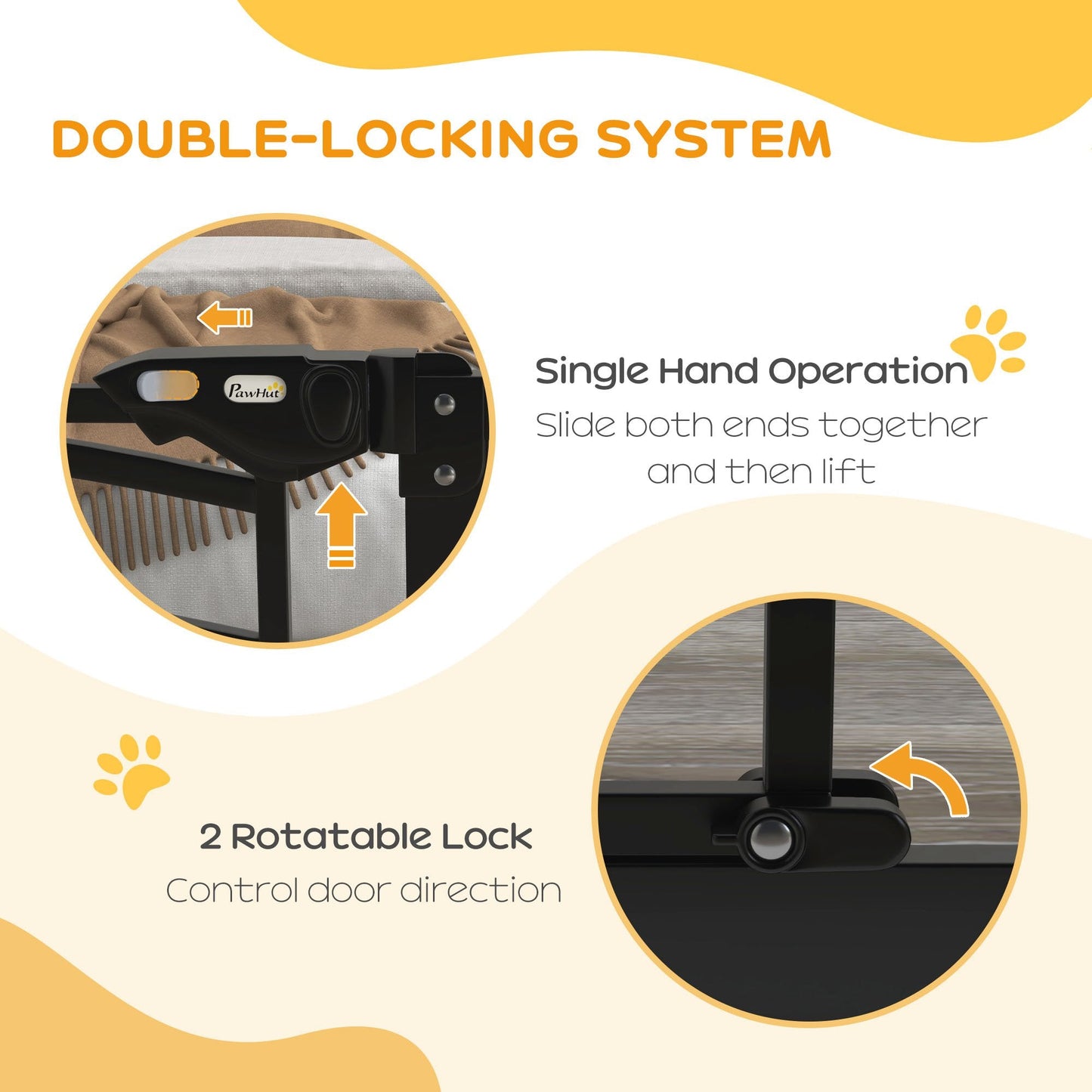 30"H Tall Dog Gate, Pet Gate with Cat Door, Auto-Close Pressure-Mounted Steel Safety Gate Barrier, Double Locking for Doorways Hallways Stairs, Fits 29"-31.5"W, Black