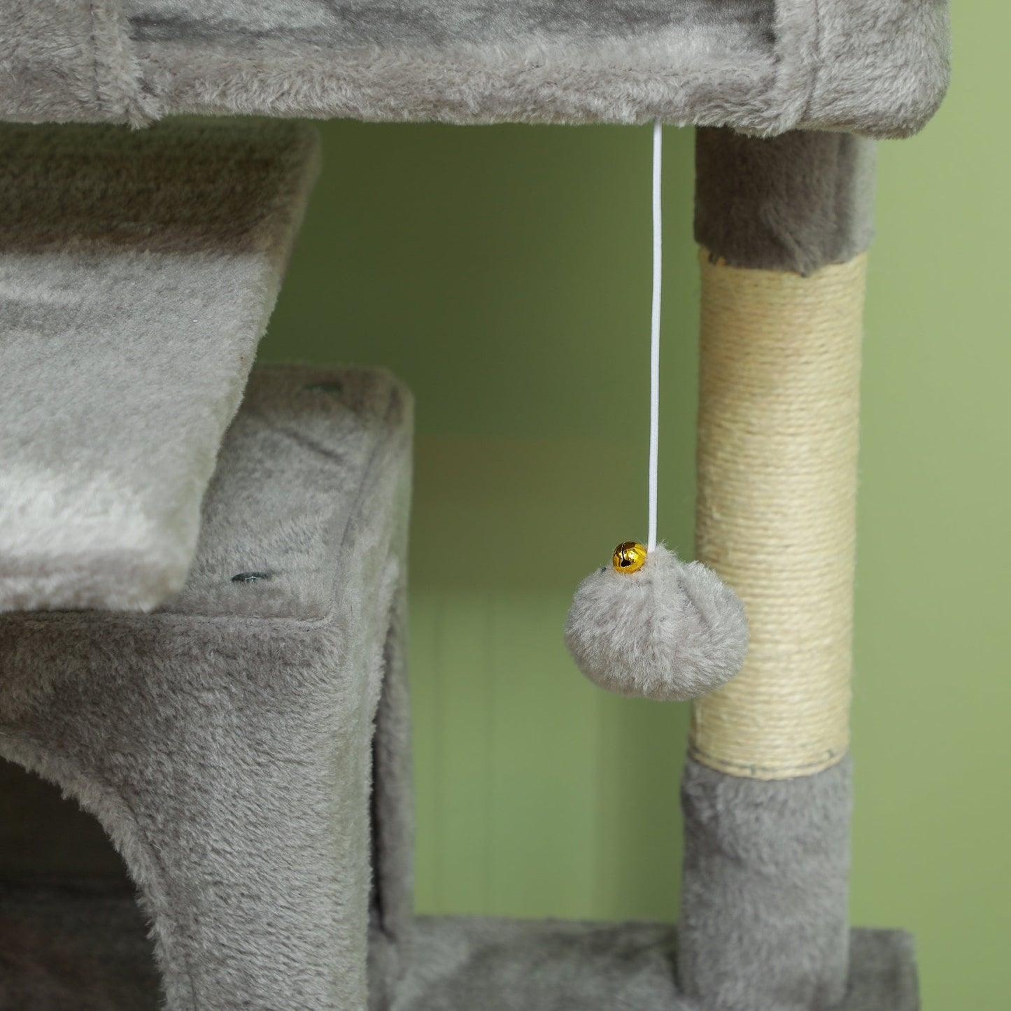 54" Cat Tree, Cat Tower for Indoor Cats with Scratching Posts, Cat Condos, Bed, Platforms, Ramp, Toy Ball, Cat Activity Center, Light Grey